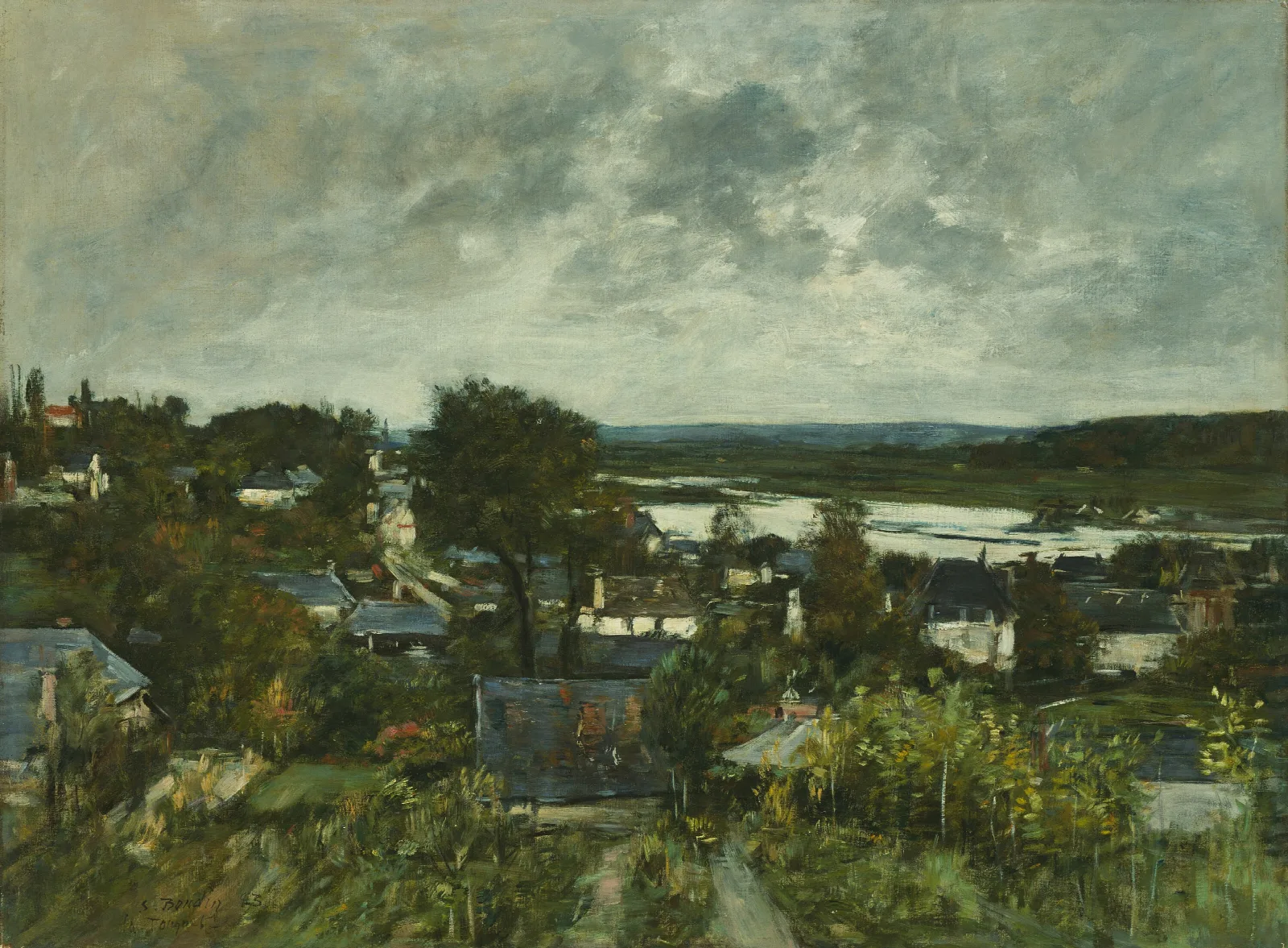 La Touques Near Deauville Wall Art by Eugène Boudin - Canvas Print
