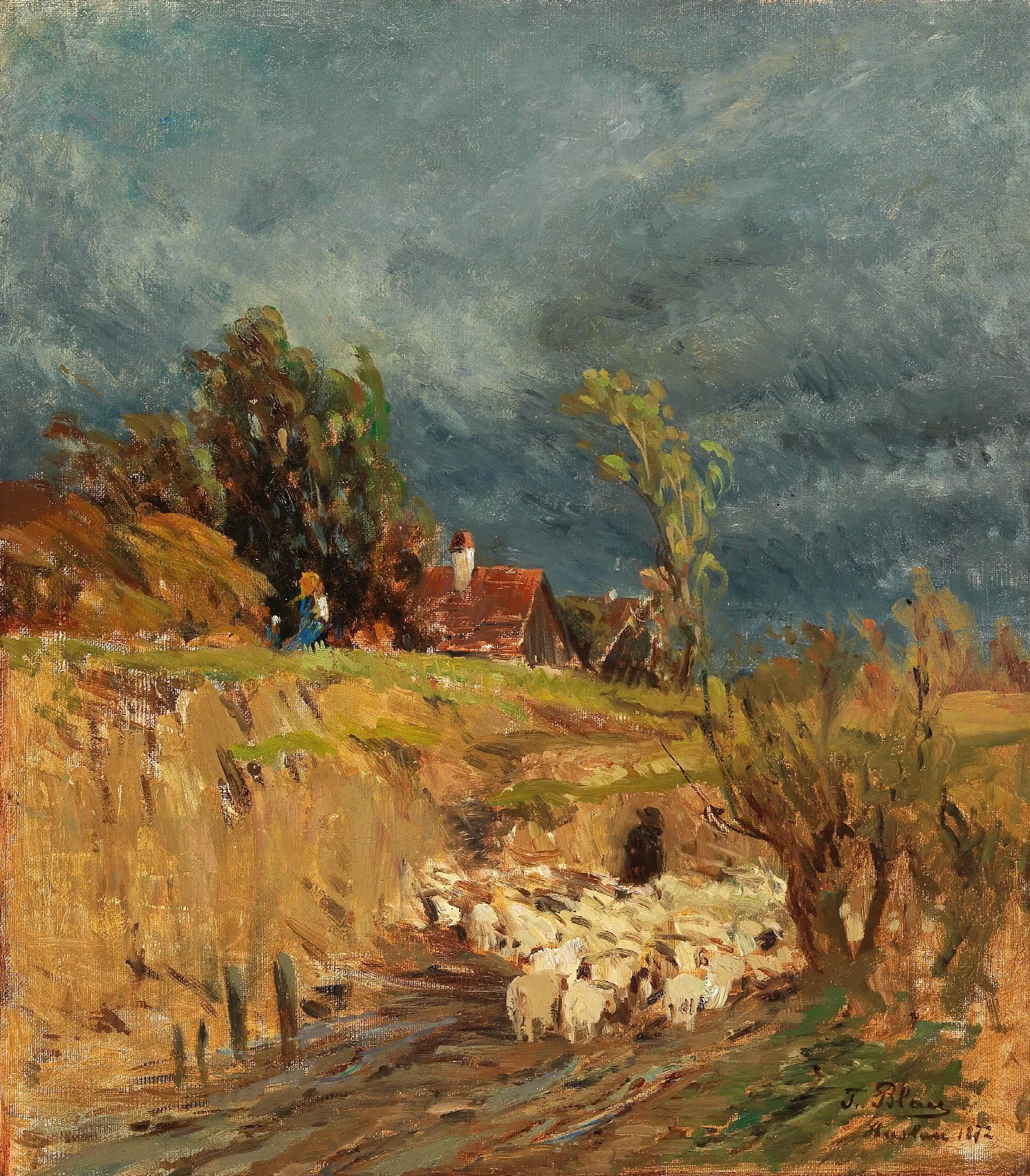 A Brewing Storm Over Haslau Wall Art by Tina Blau - Canvas Print