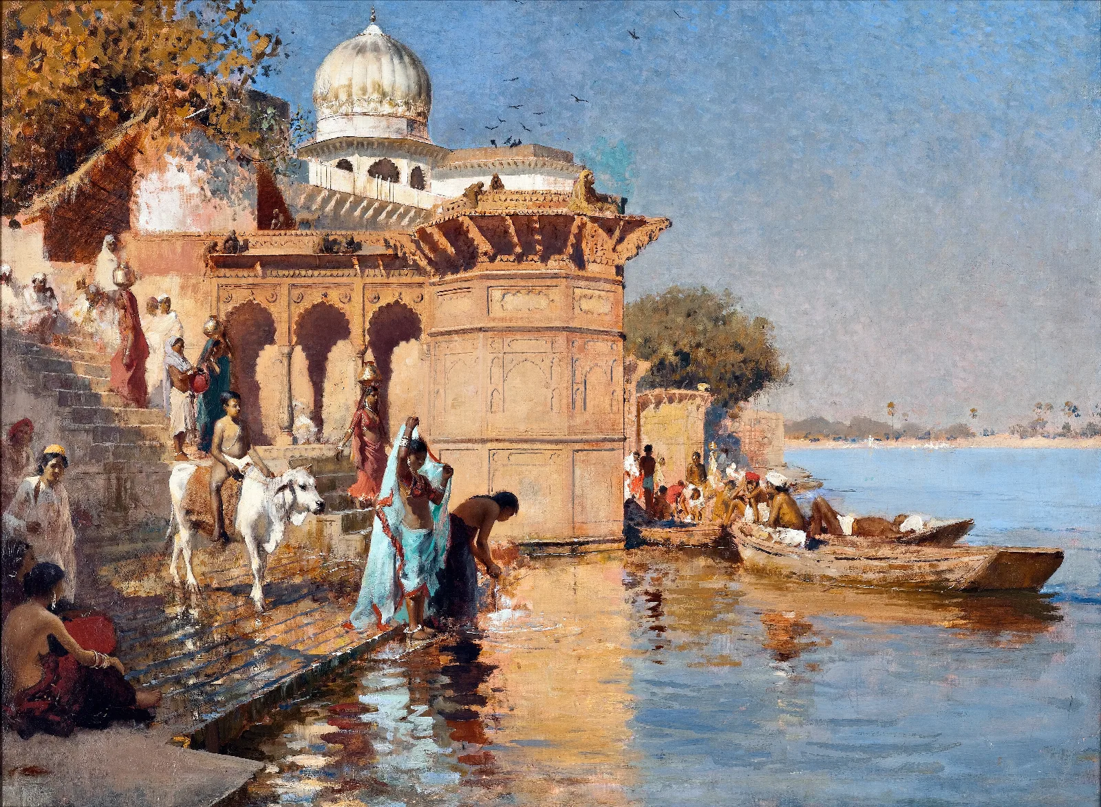 Along The Ghats Mathura Wall Art by Edwin Lord Weeks - Canvas Print