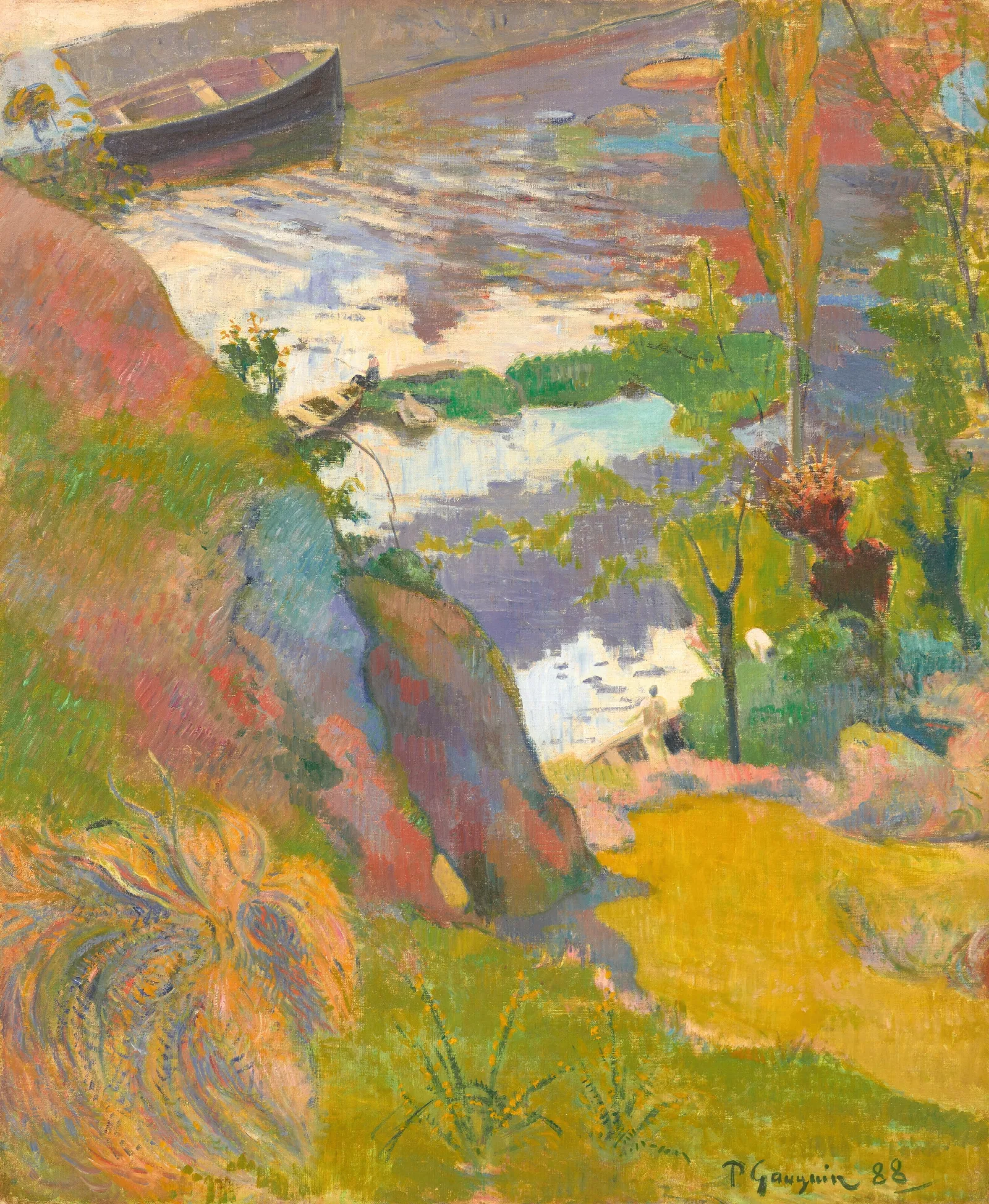 Pecheur Et Baigneurs Sur Laven Wall Art by Paul Gauguin - Canvas Print
