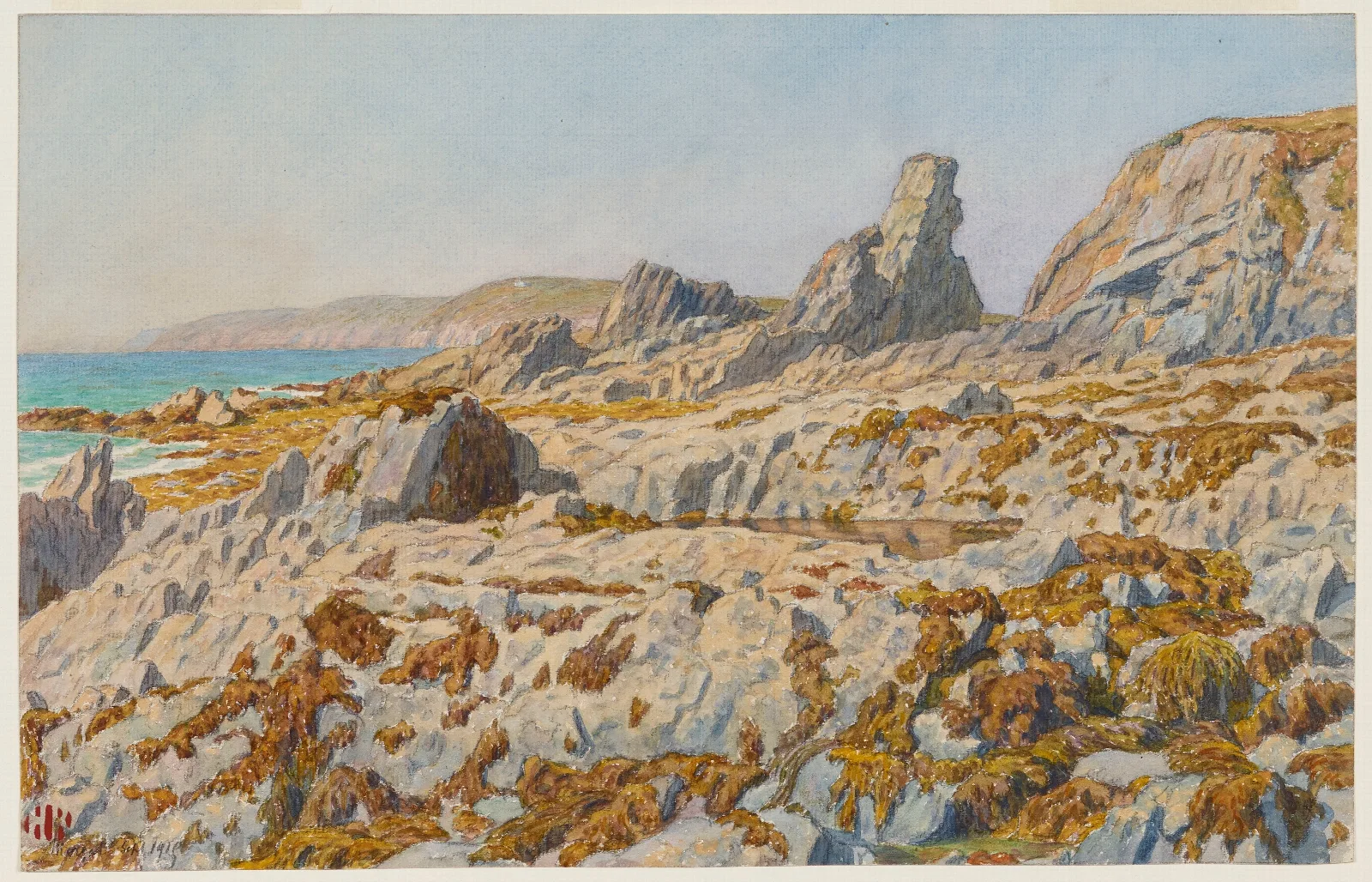 Greve De Pors Leonnec A Maree Basse Morgat Wall Art by Henri Rivière - Canvas Print