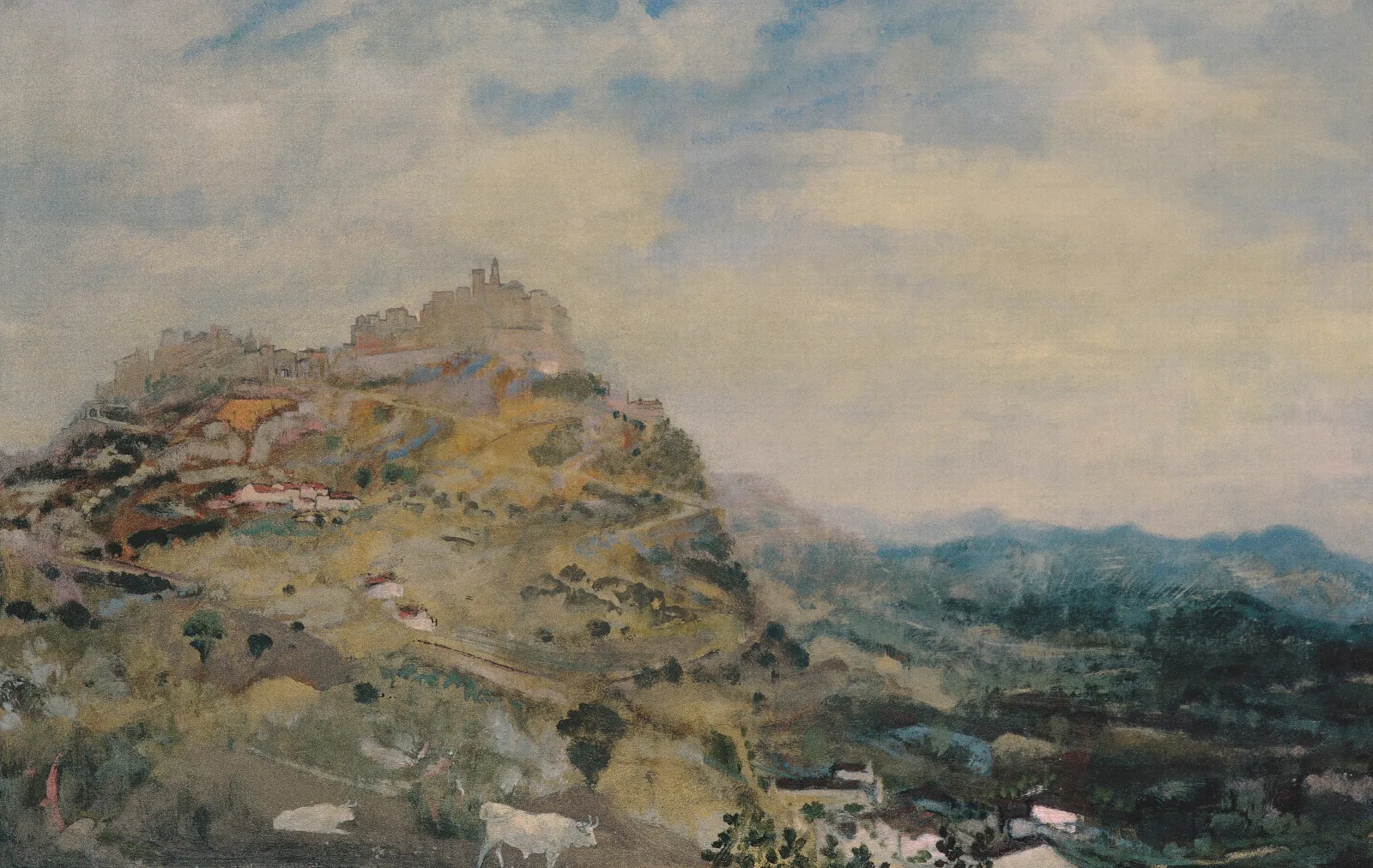 Italian Hill Town Wall Art by Arthur Bowen Davies - Canvas Print