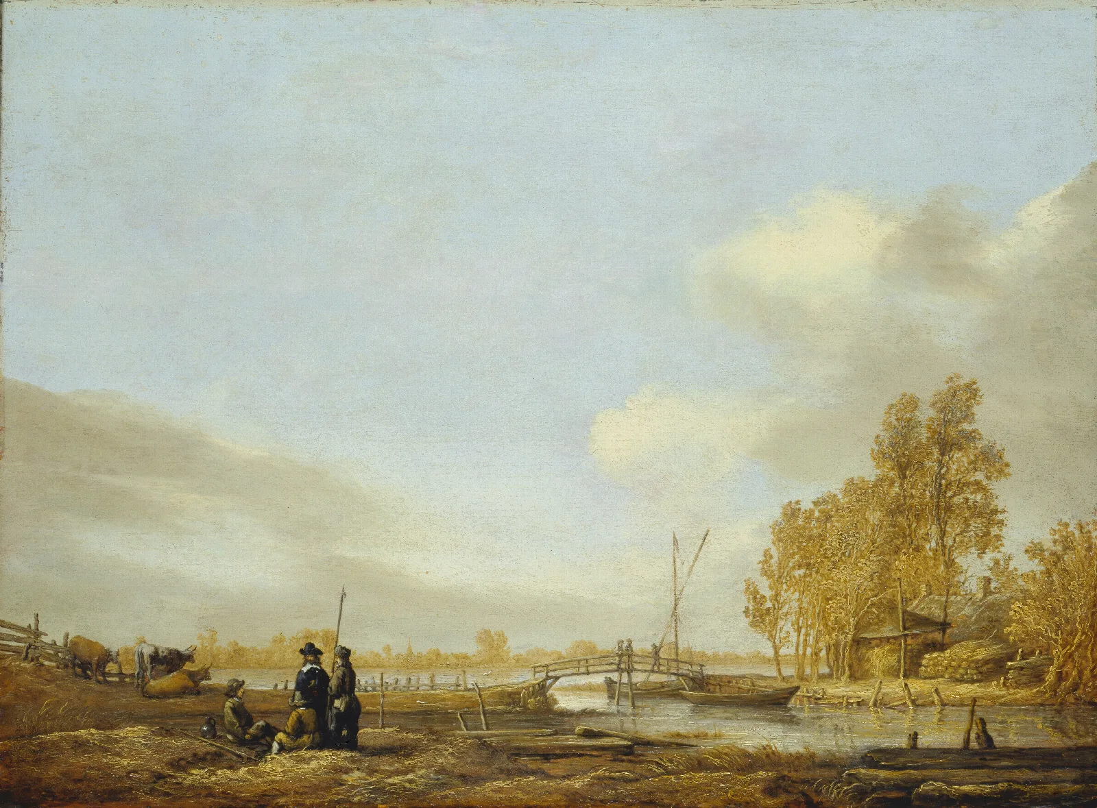 River Landscape With Footbridge Wall Art by Aelbert Cuyp - Canvas Print