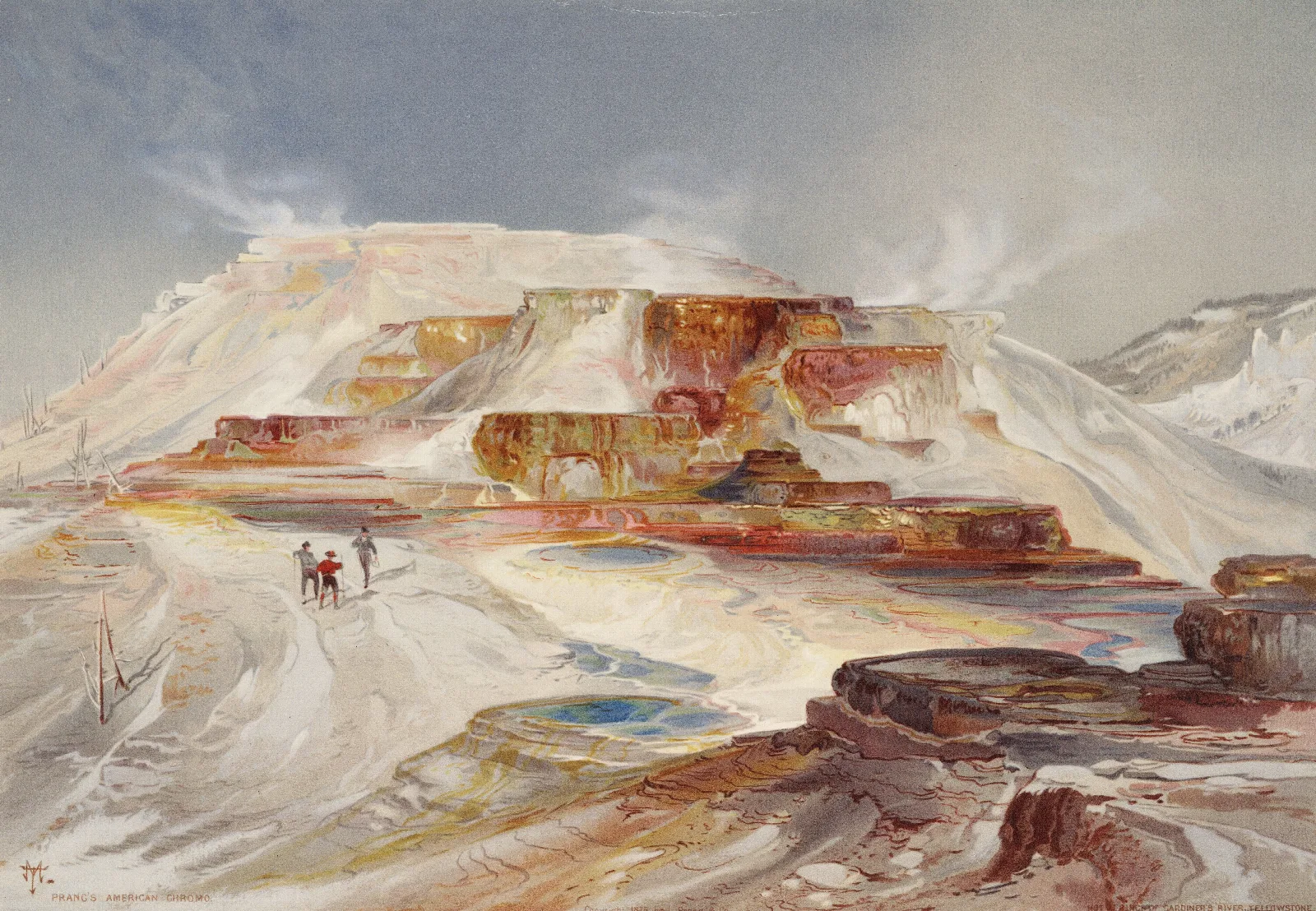 Hot Springs Of Gardiners River Yellowstone 3 Wall Art by Thomas Moran - Canvas Print