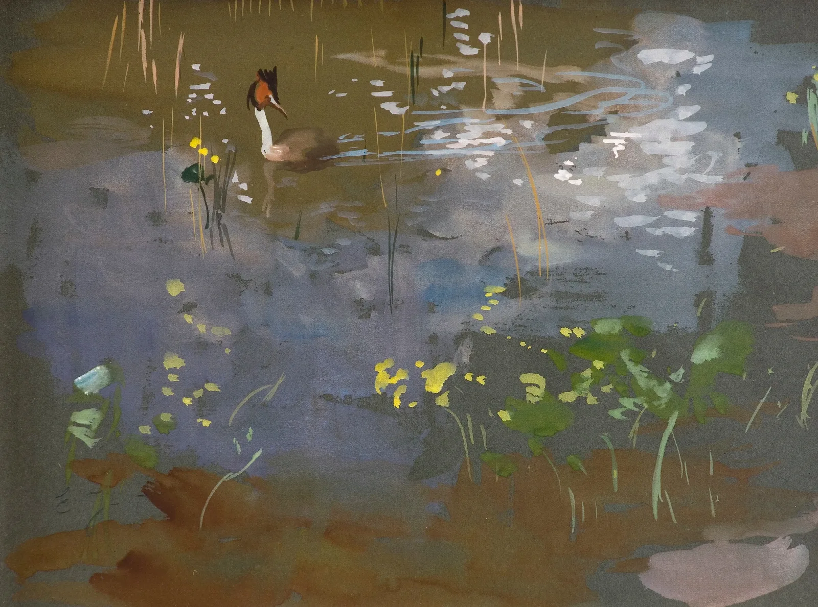 Great Crested Grebe Wall Art by Eero Järnefelt - Canvas Print