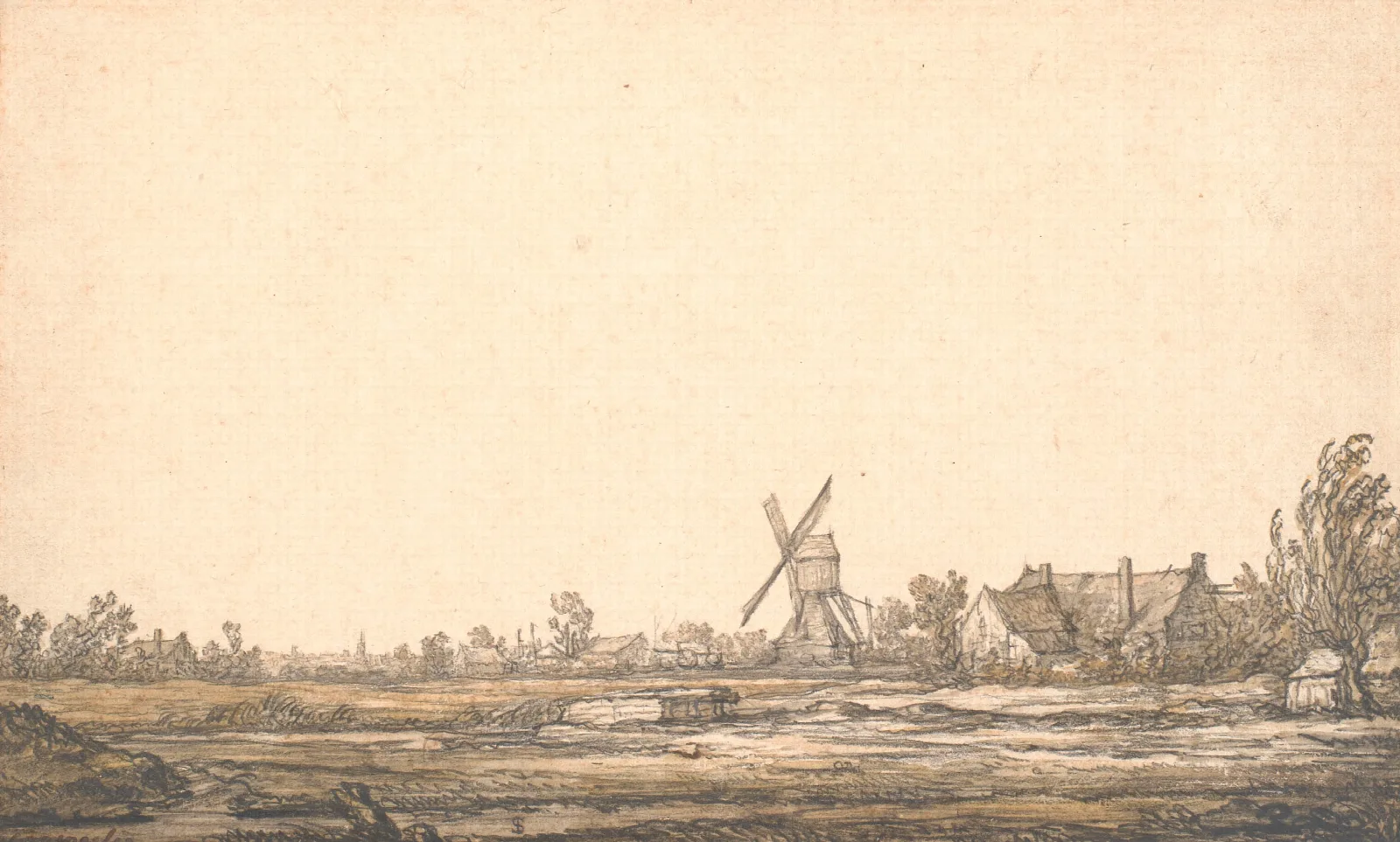 Landskab Med En Molle Wall Art by Aelbert Cuyp - Canvas Print