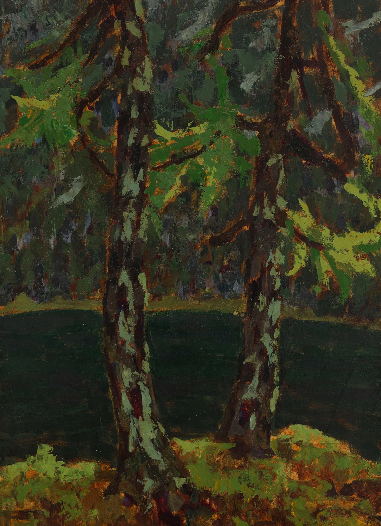 Larch Trees By The Lake In Dobiacco Wall Art by Jan Bohuszewicz - Canvas Print