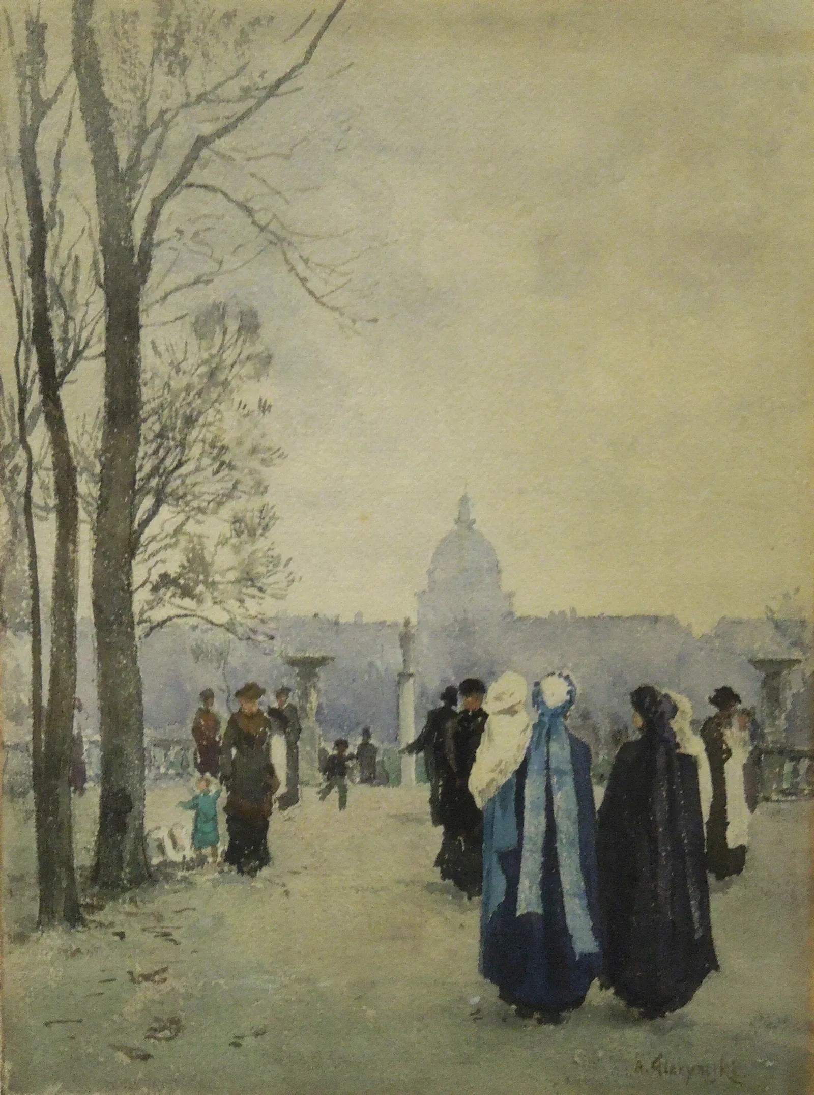 Stroll In The Park Wall Art by Aleksander Gierymski - Canvas Print