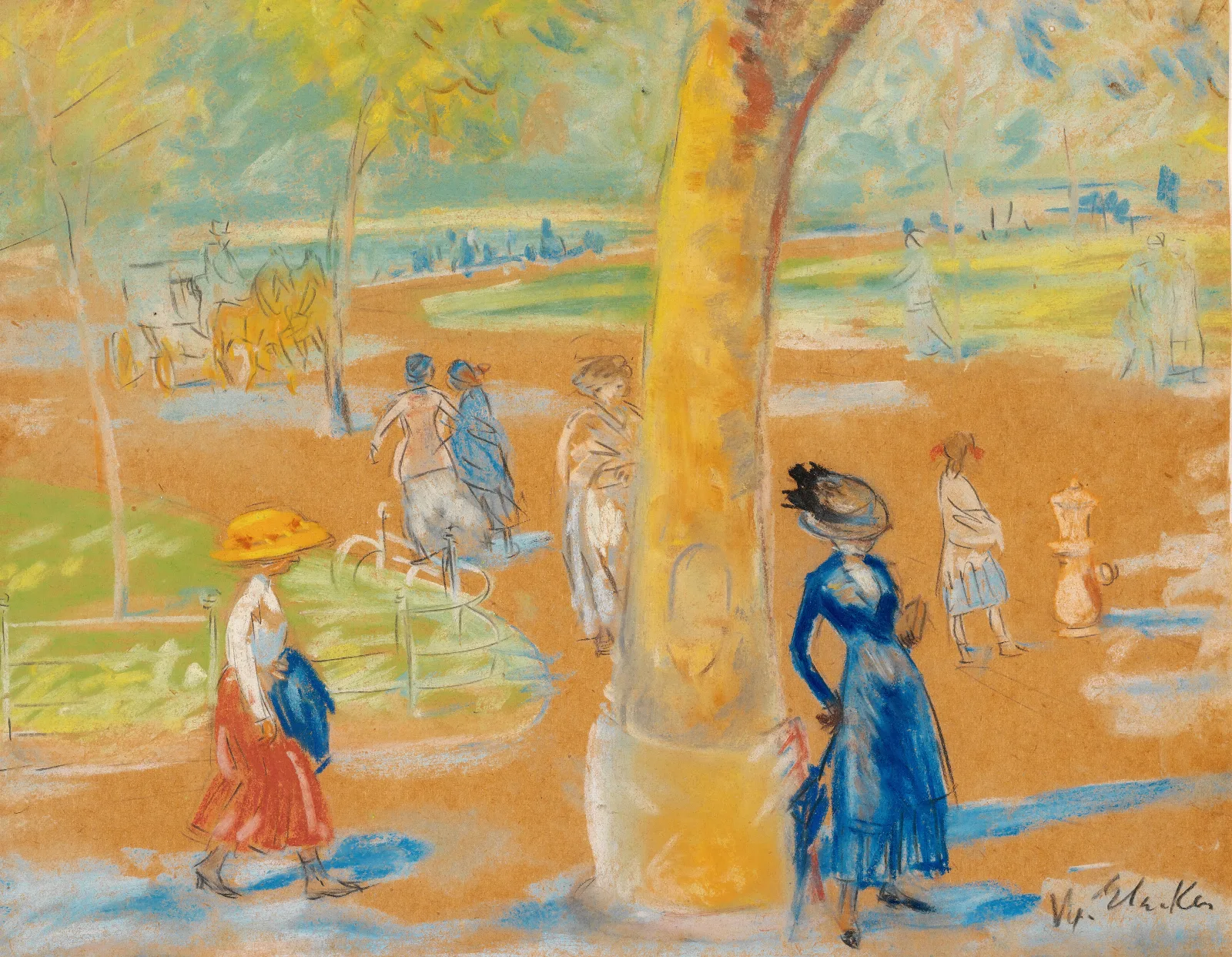 Woman With Umbrella Washington Square Wall Art by William James Glackens - Canvas Print