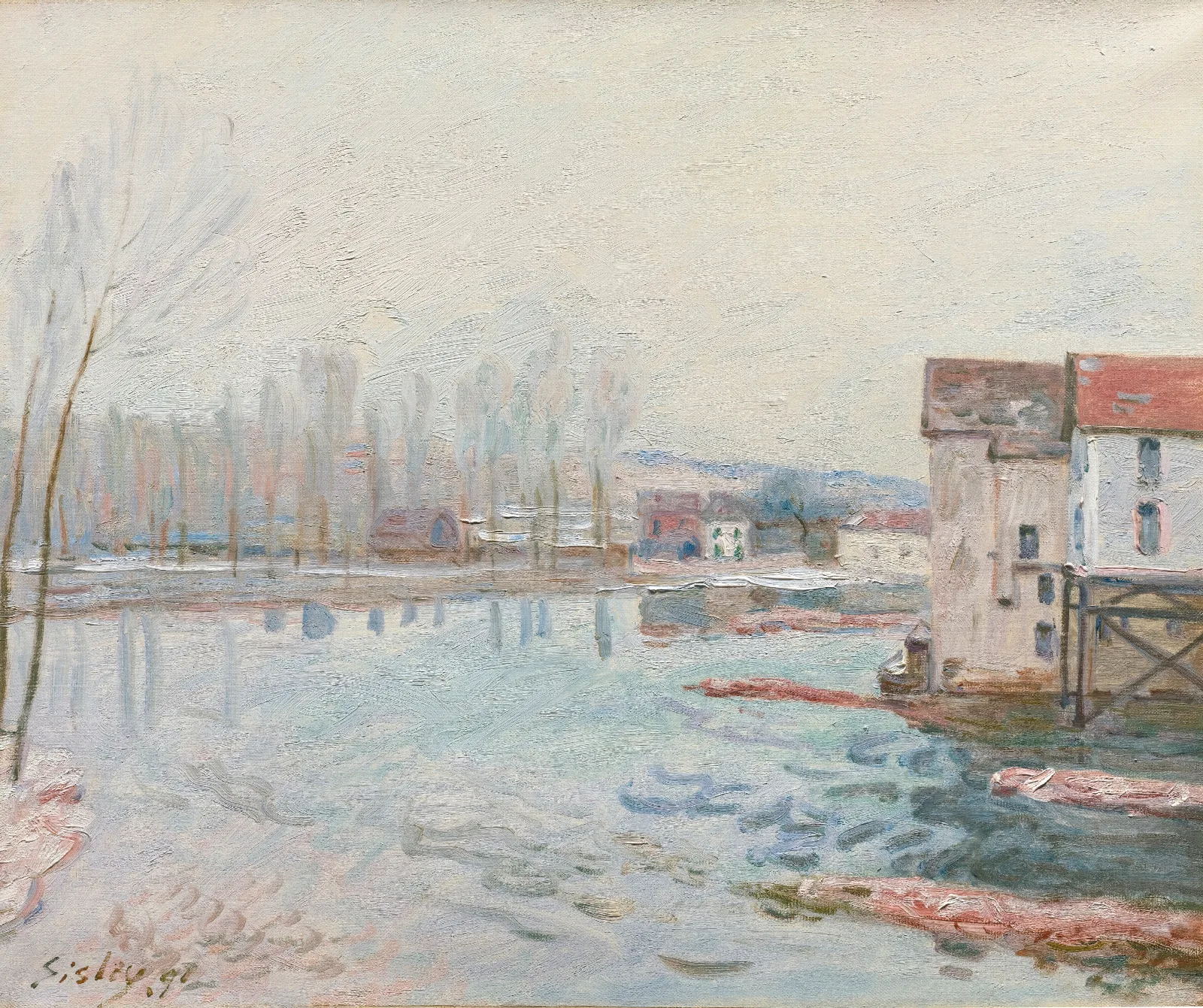 Lhiver A Moret Wall Art by Alfred Sisley - Canvas Print