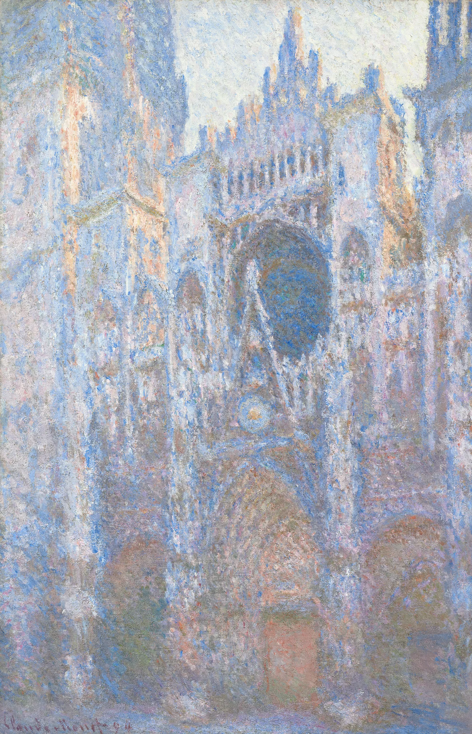Rouen Cathedral West Facade Wall Art by Claude Monet - Canvas Print