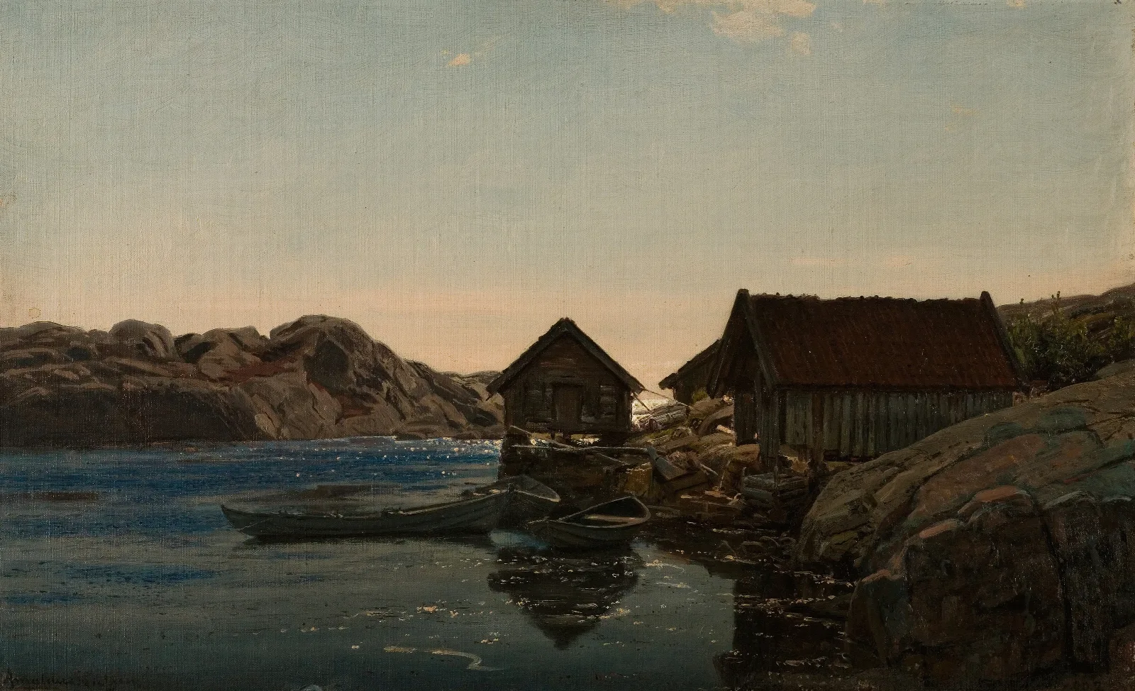 Sjoboder Lindesnes Wall Art by Amaldus Nielsen - Canvas Print