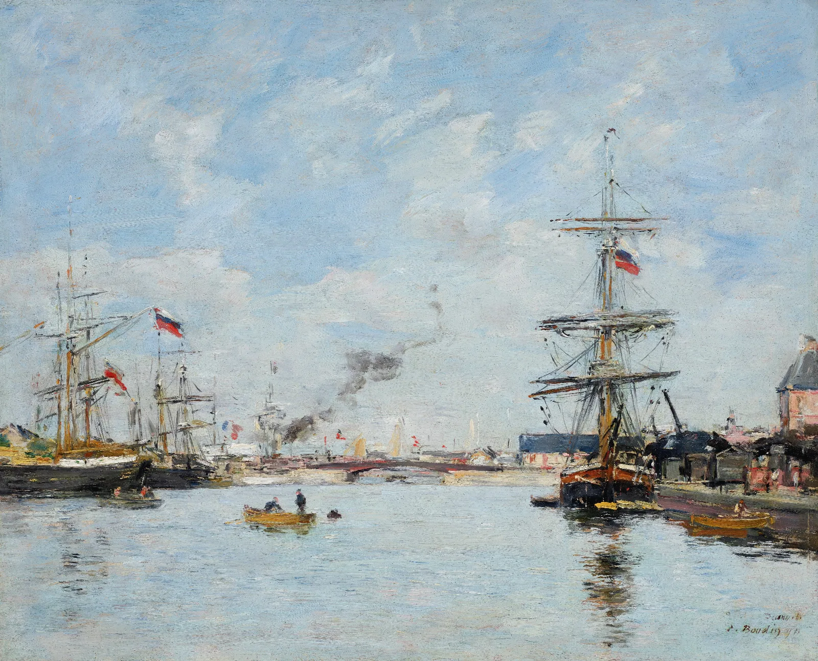 Deauville Le Bassin A Maree Haute Wall Art by Eugène Boudin - Canvas Print