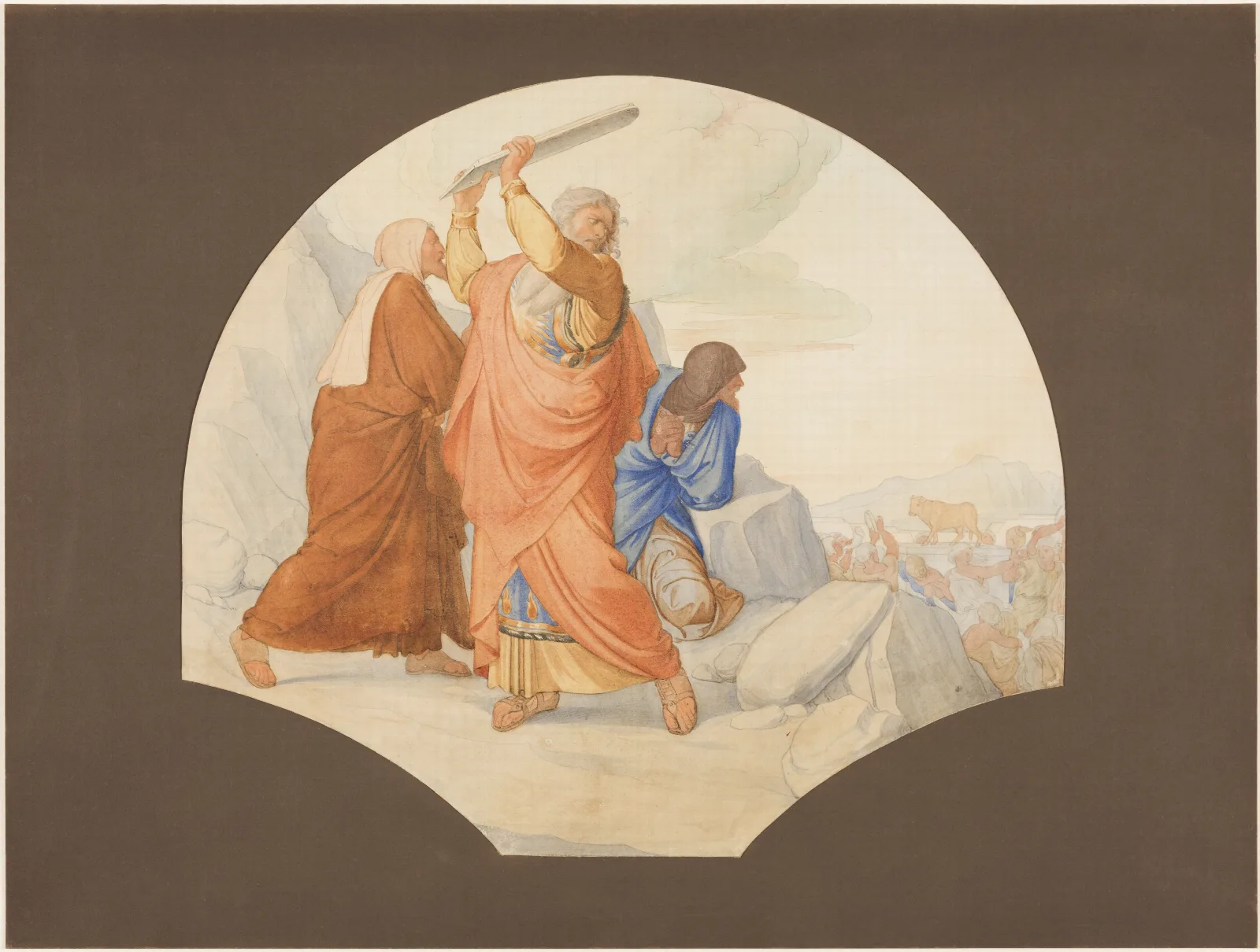 Moses Zerschlagt Die Gesetzestafeln Selig Die Hungern Und Dursten Nach Der Gerechtigkeit Wall Art by Eduard von Steinle - Canvas Print