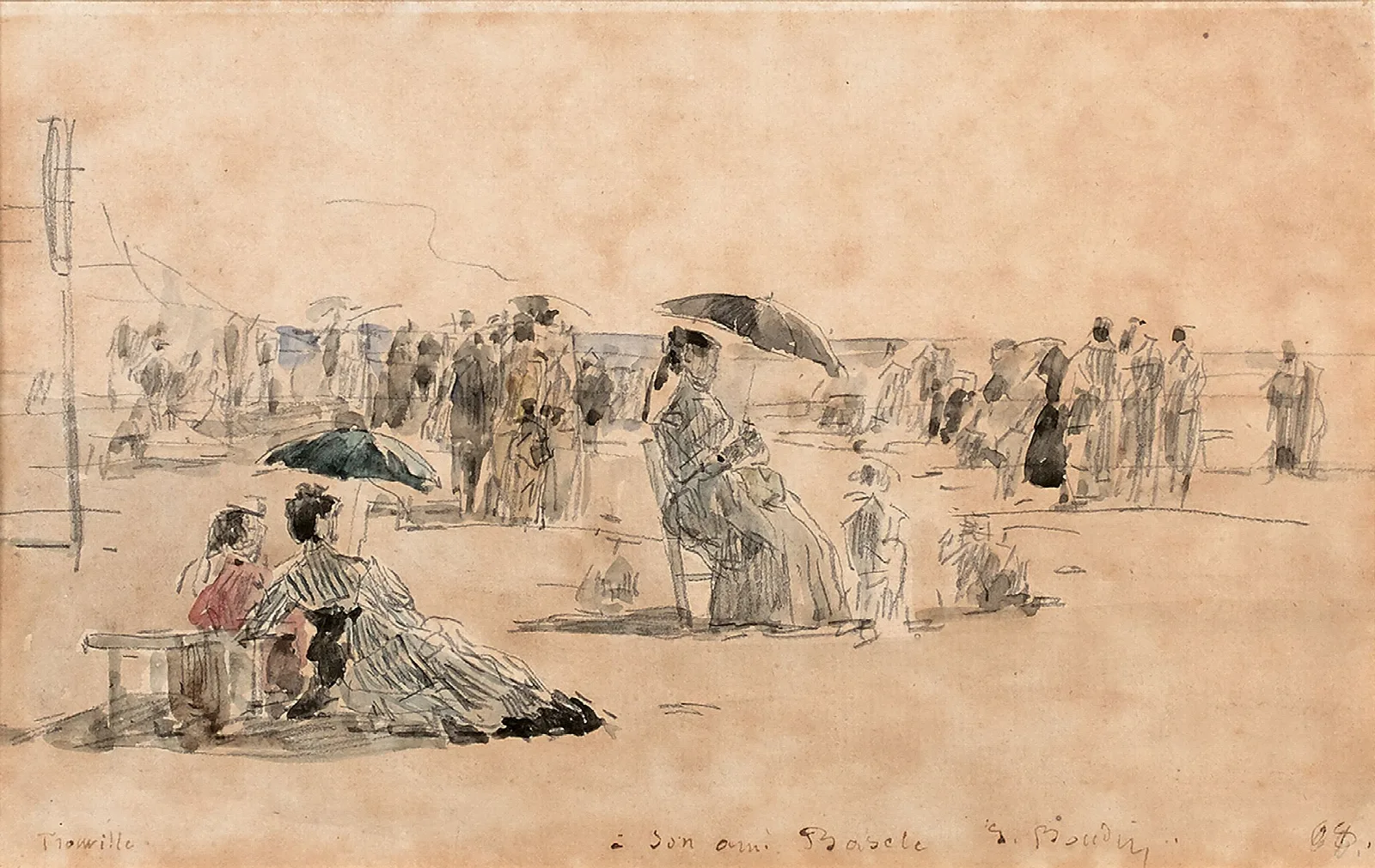 Crinolines Sur La Plage A Trouville Wall Art by Eugène Boudin - Canvas Print