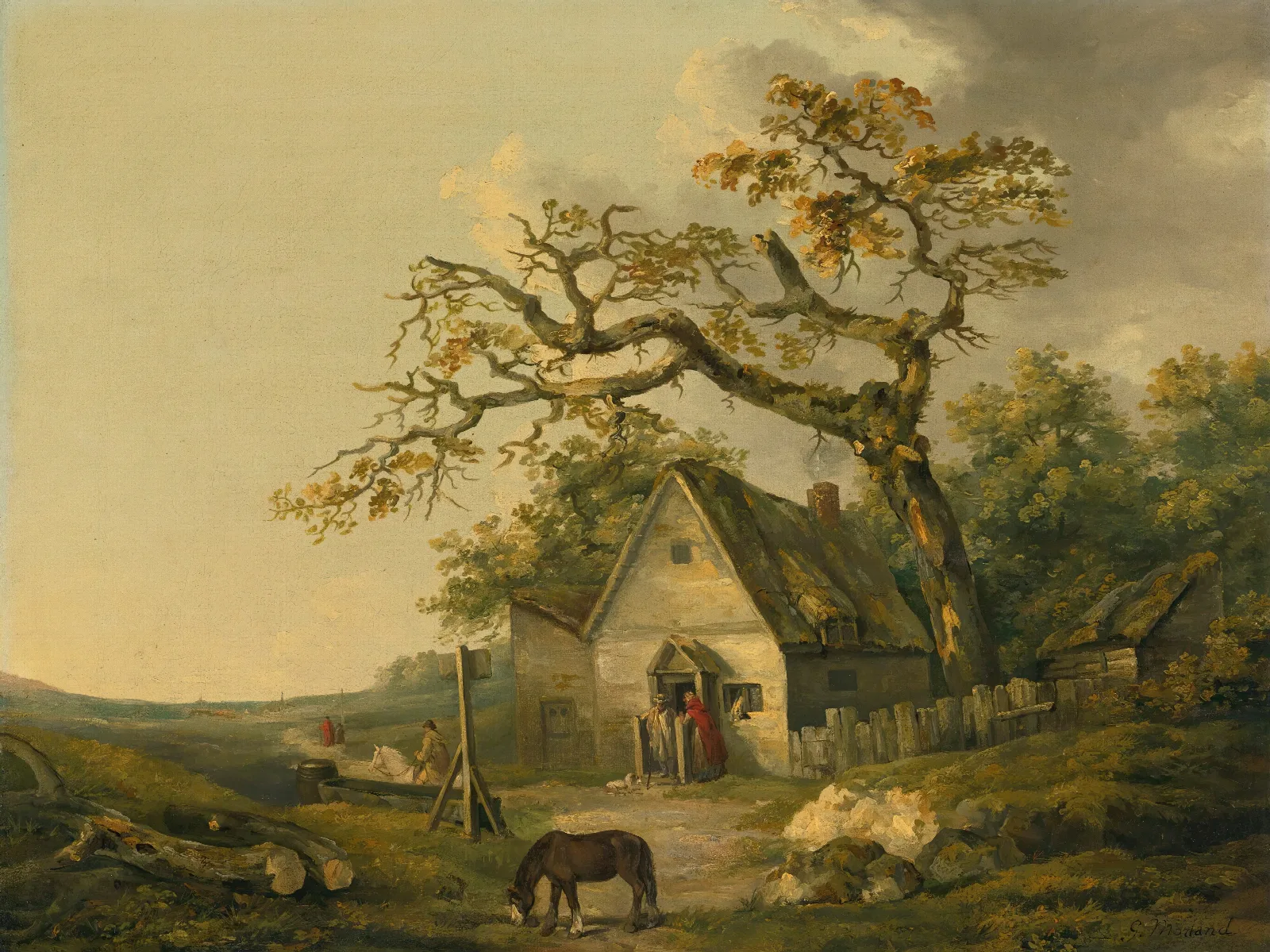 A Country Inn Wall Art by George Morland - Canvas Print
