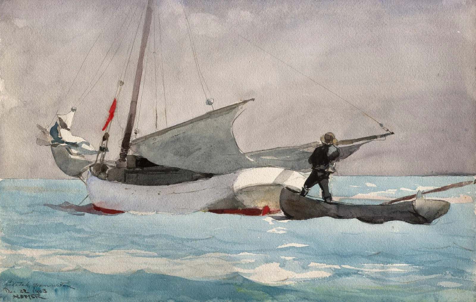 Stowing Sail Wall Art by Winslow Homer - Canvas Print