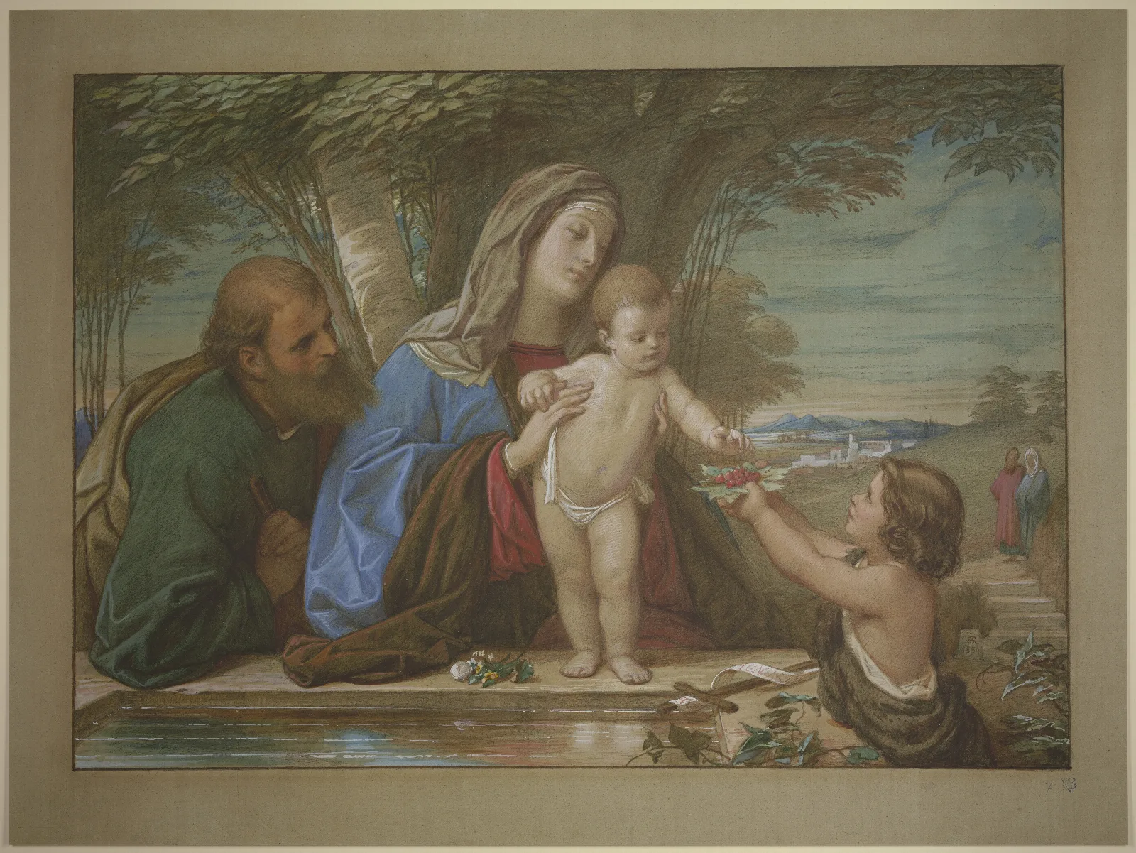 Madonna Della Fontana Die Heilige Familie Mit Dem Johannesknaben An Einer Quelle Wall Art by Eduard von Steinle - Canvas Print