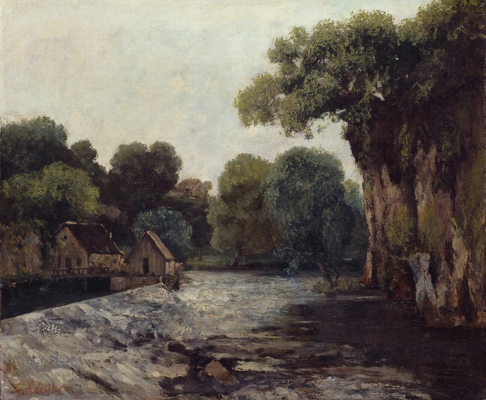 The Weir At The Mill Wall Art by Gustave Courbet - Canvas Print