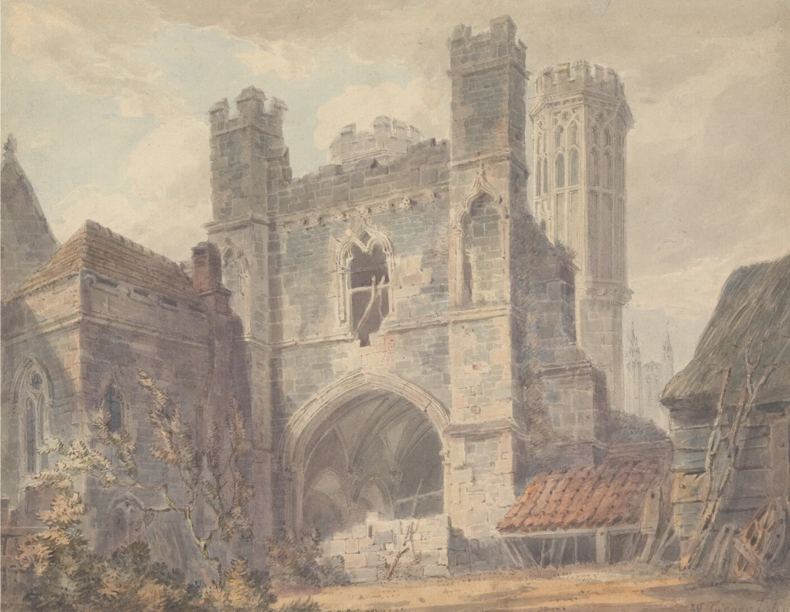 St Augustines Gate Canterbury 2 Wall Art by Joseph Mallord William Turner - Canvas Print