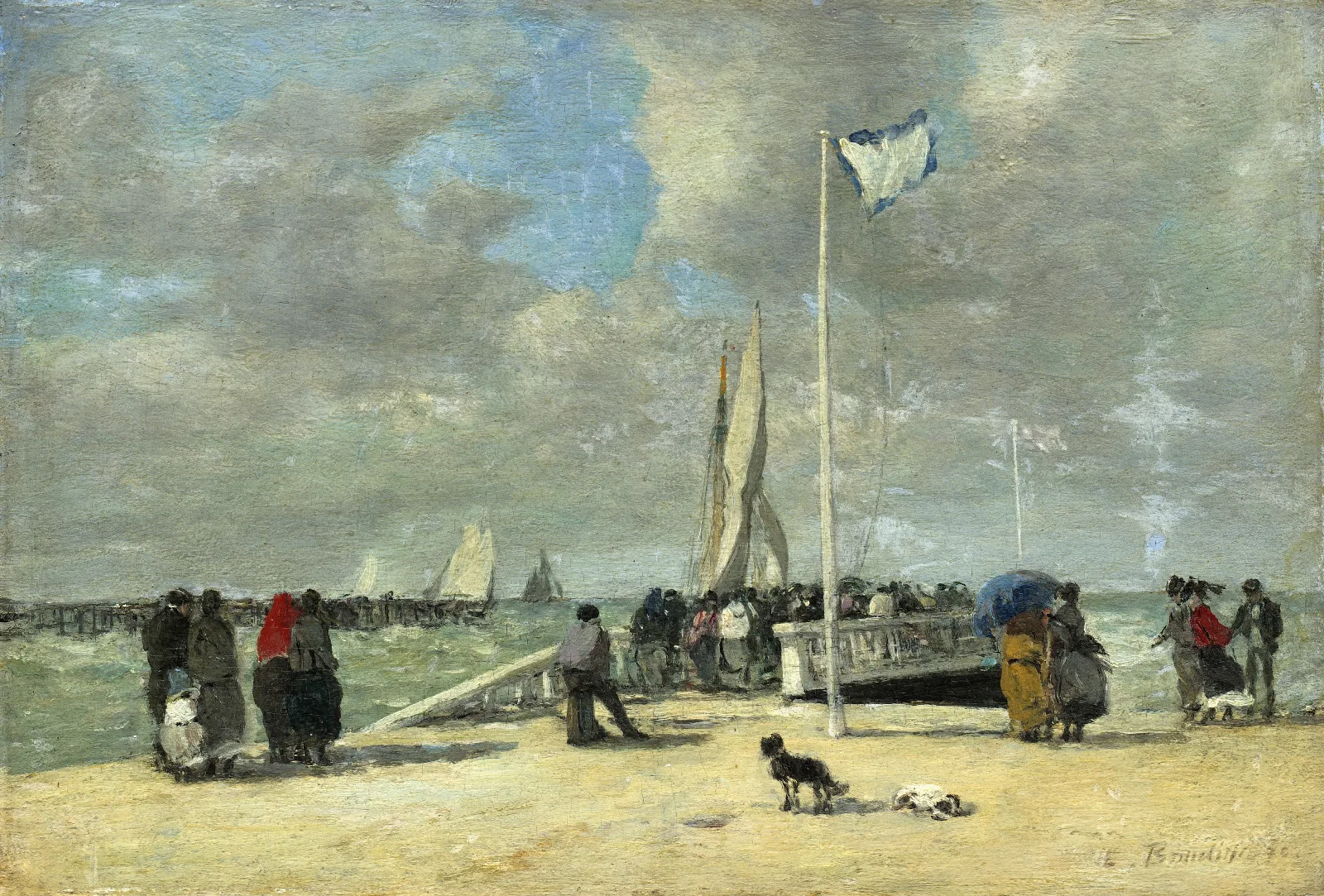 On The Jetty Wall Art by Eugène Boudin - Canvas Print