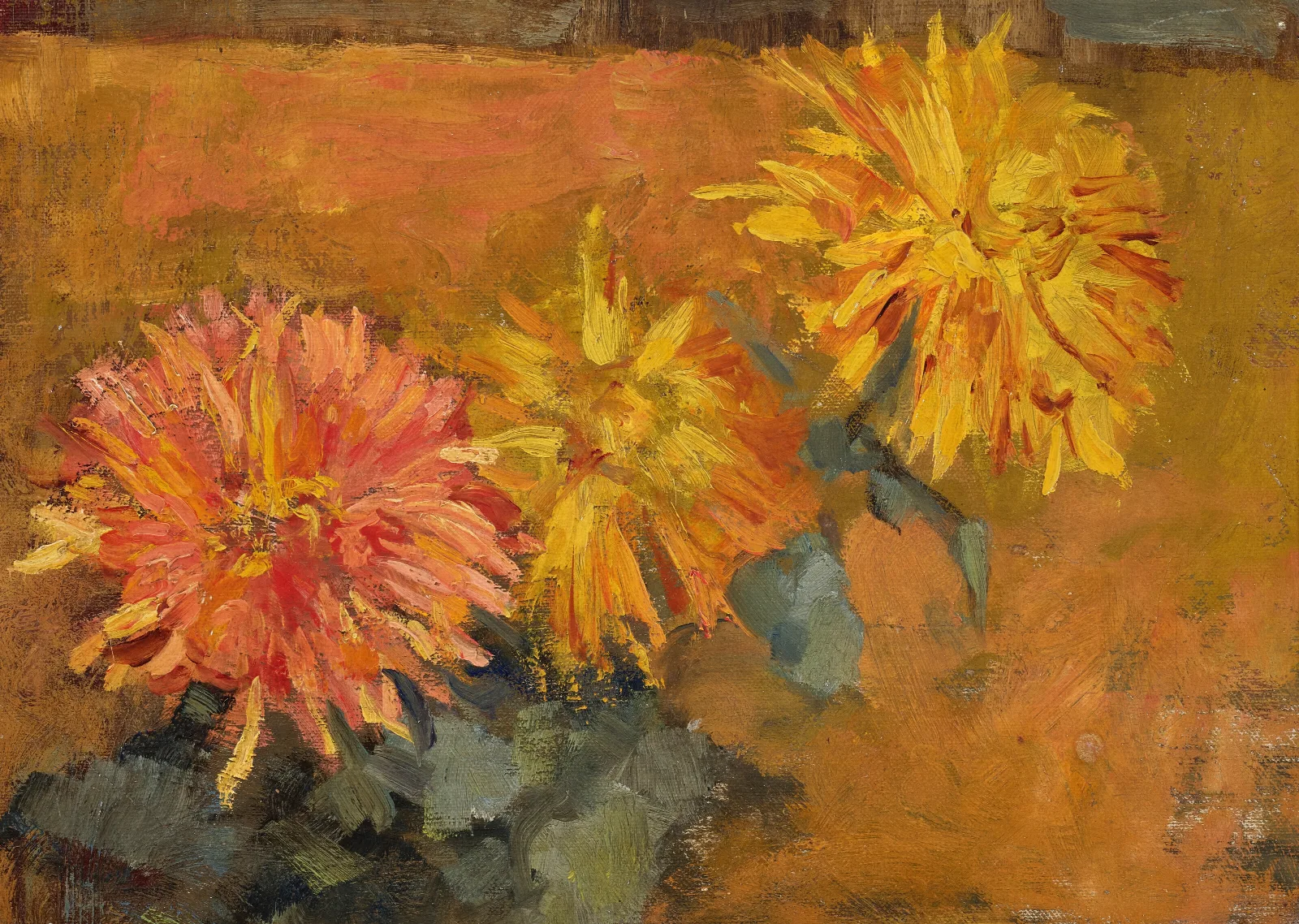 Drie Chrysanten Wall Art by Piet Mondrian - Canvas Print
