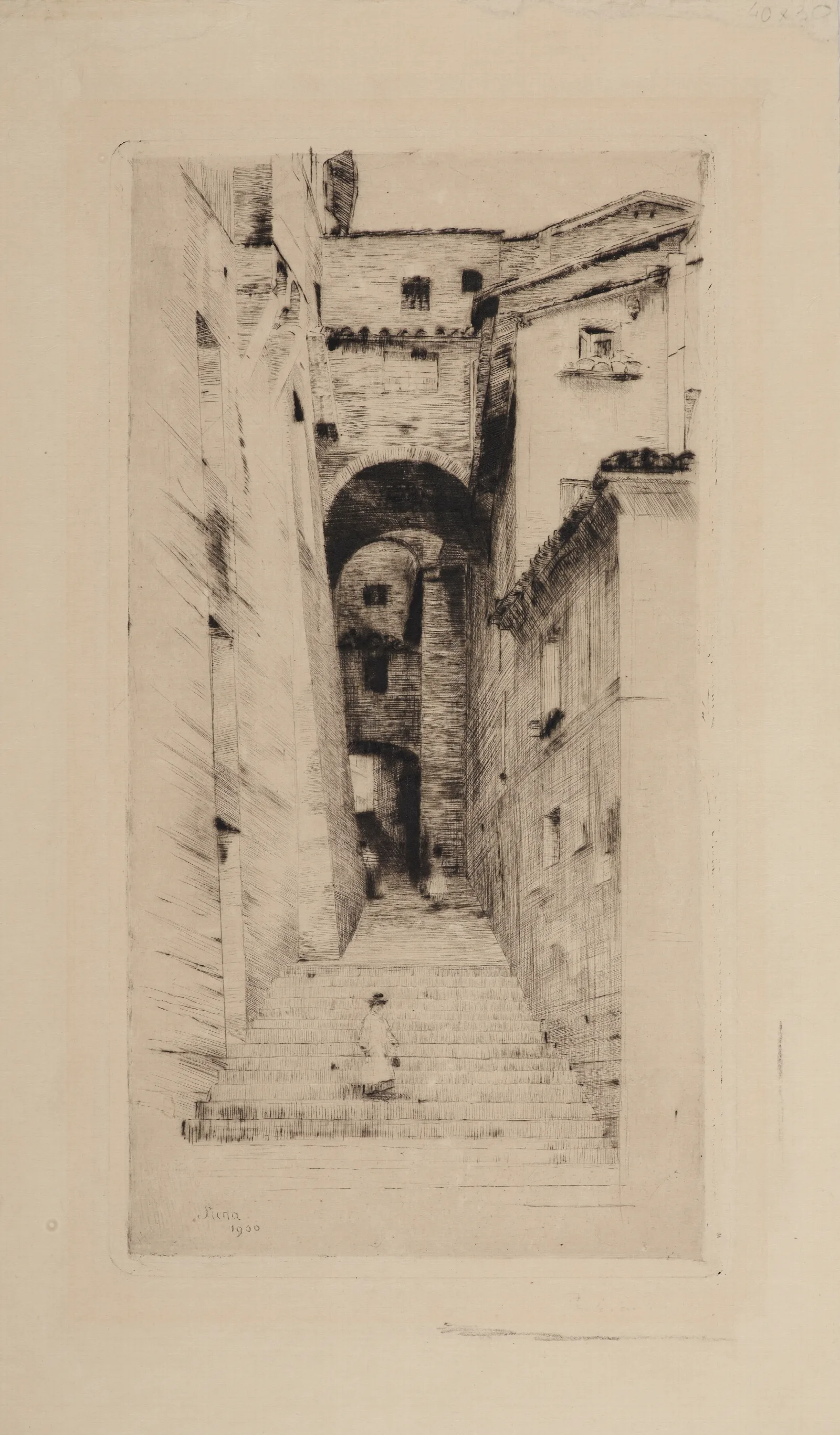 Street In Siena I Wall Art by Józef Pankiewicz - Canvas Print