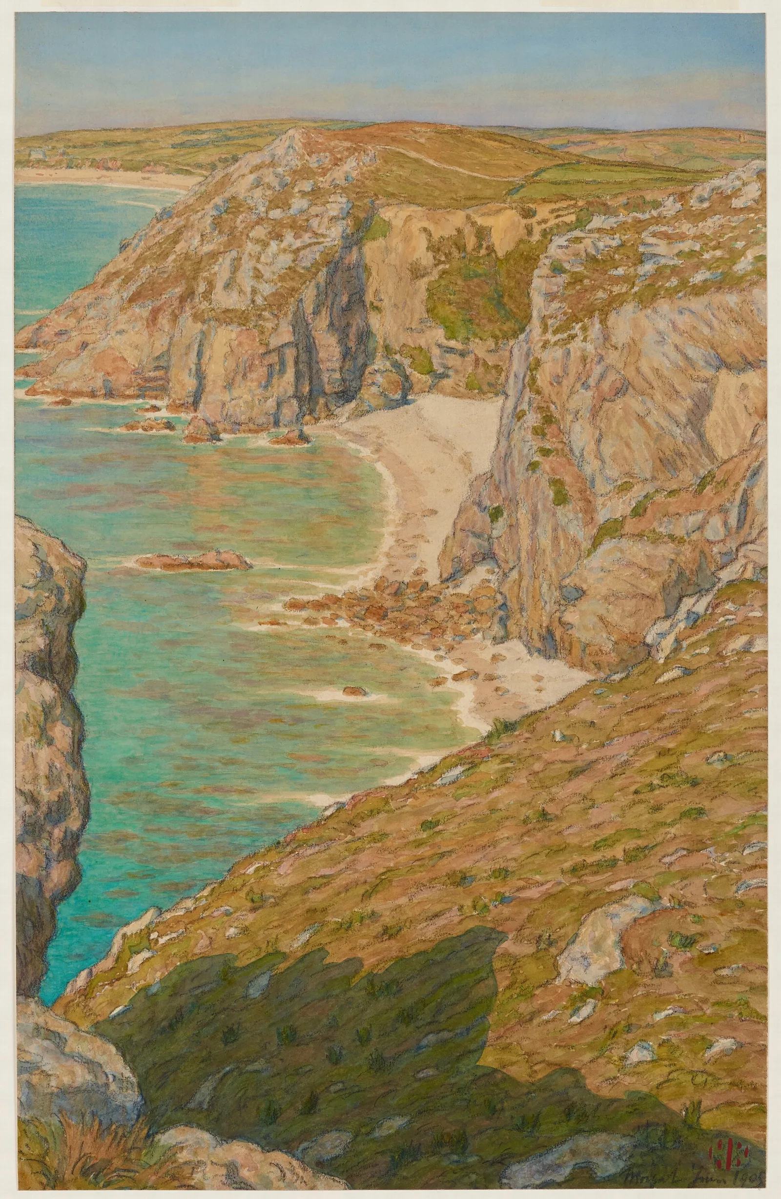 Falaises De Port Haor Morgat 3 Wall Art by Henri Rivière - Canvas Print