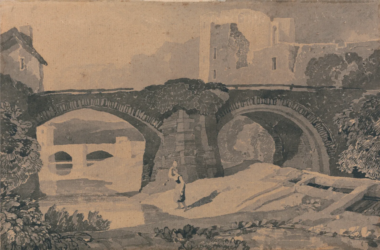 Brecon Bridge Wall Art by John Sell Cotman - Canvas Print