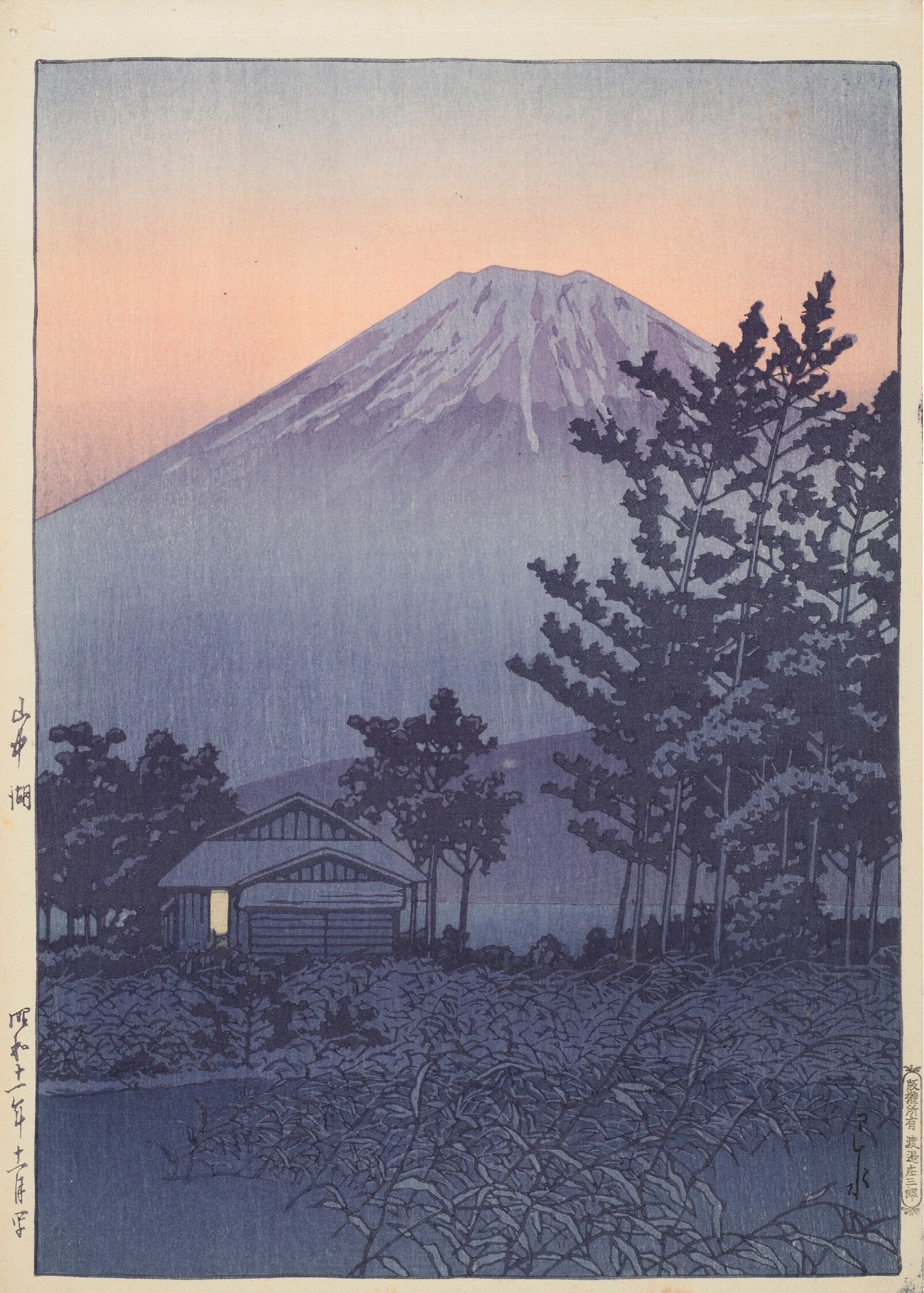 Yamanakako Lake Yamanaka Wall Art by Kawase Hasui - Canvas Print