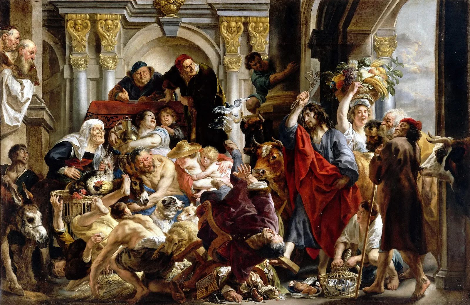 Jesus Driving The Merchants From The Temple Wall Art by Jacob Jordaens - Canvas Print