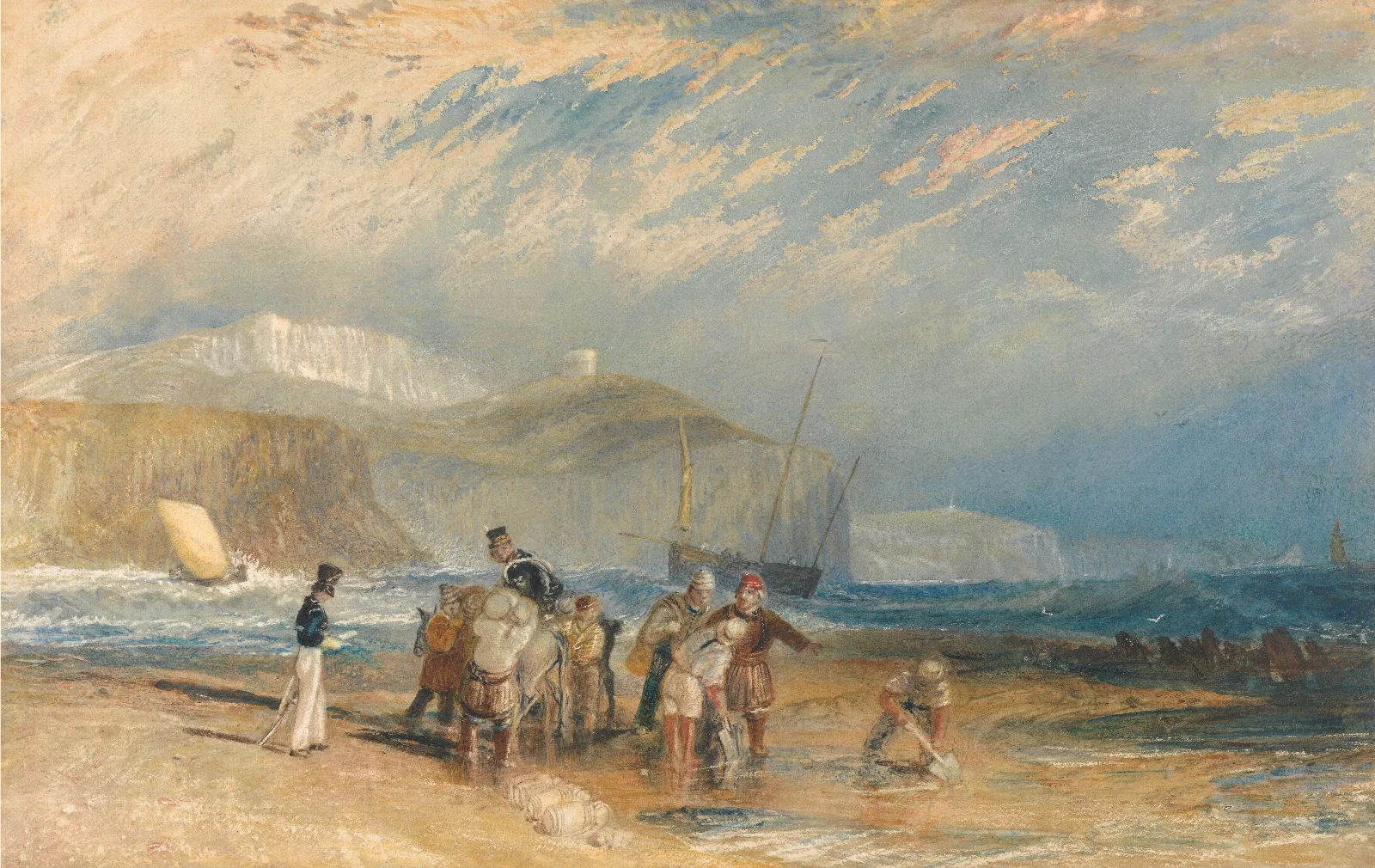 Folkestone Harbour And Coast To Dover Wall Art by Joseph Mallord William Turner - Canvas Print