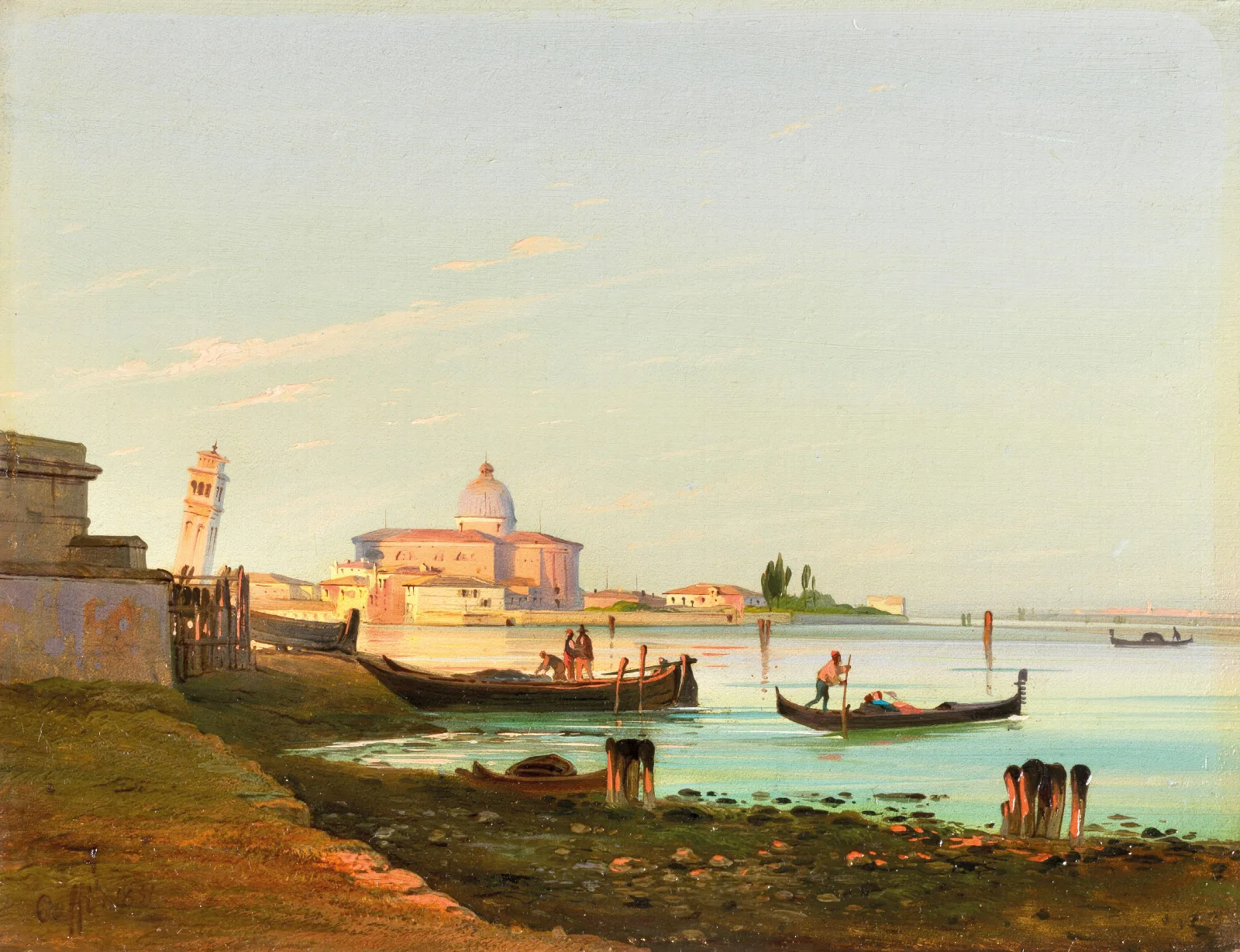 Venice A View Of San Pietro Di Castello Wall Art by Ippolito Caffi - Canvas Print