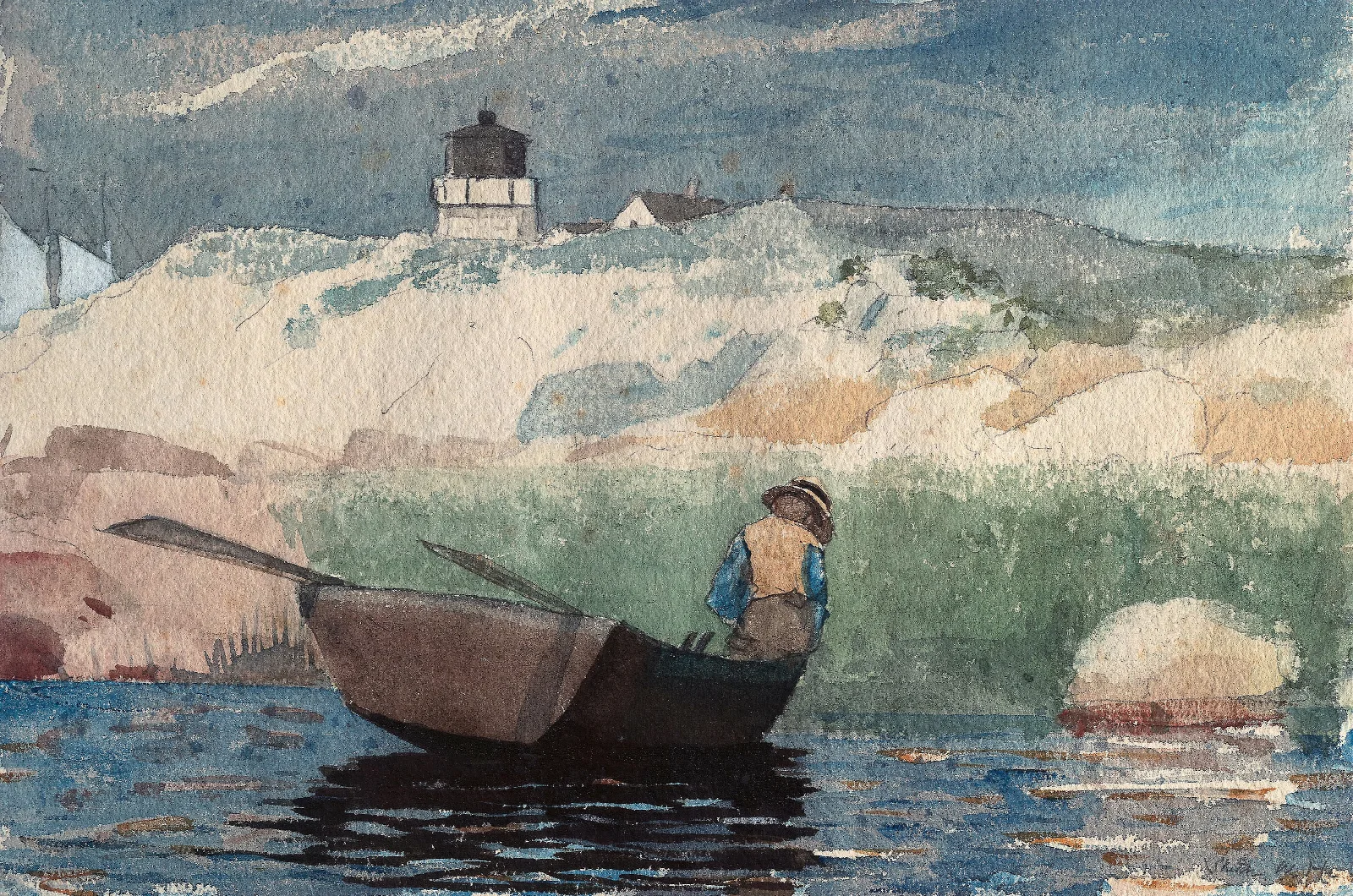 Title Boy In Boat Gloucester Wall Art by Winslow Homer - Canvas Print
