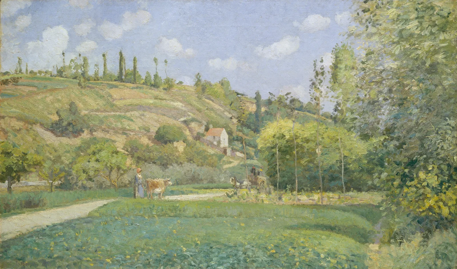 A Cowherd At Valhermeil Auvers Sur Oise Wall Art by Camille Pissarro - Canvas Print
