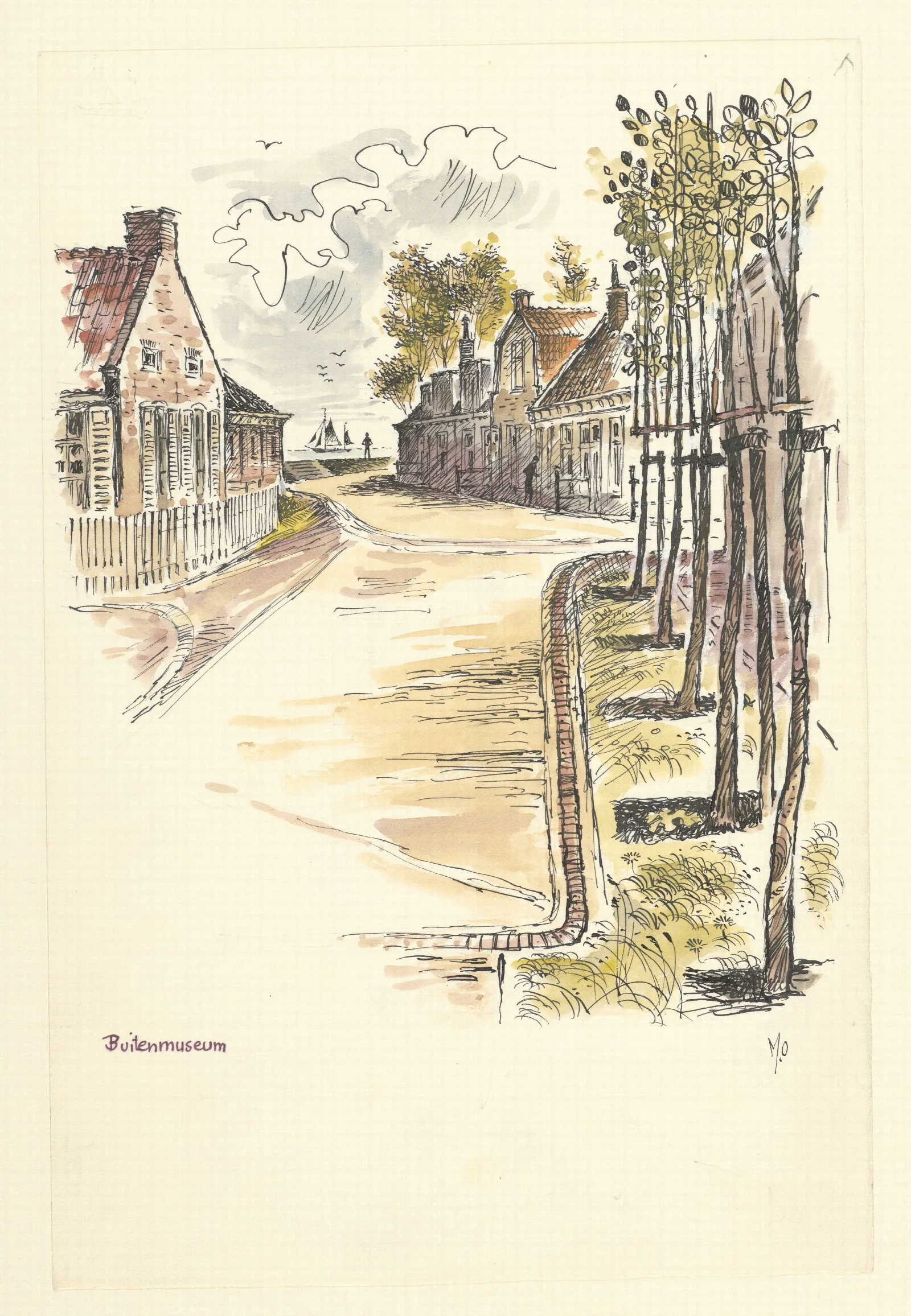 Gezicht In Een Van De Straatjes Van Het Buitenmuseum Van Het Zuiderzee Museum Te Enkhuizen Wall Art by Maarten Oortwijn - Canvas Print