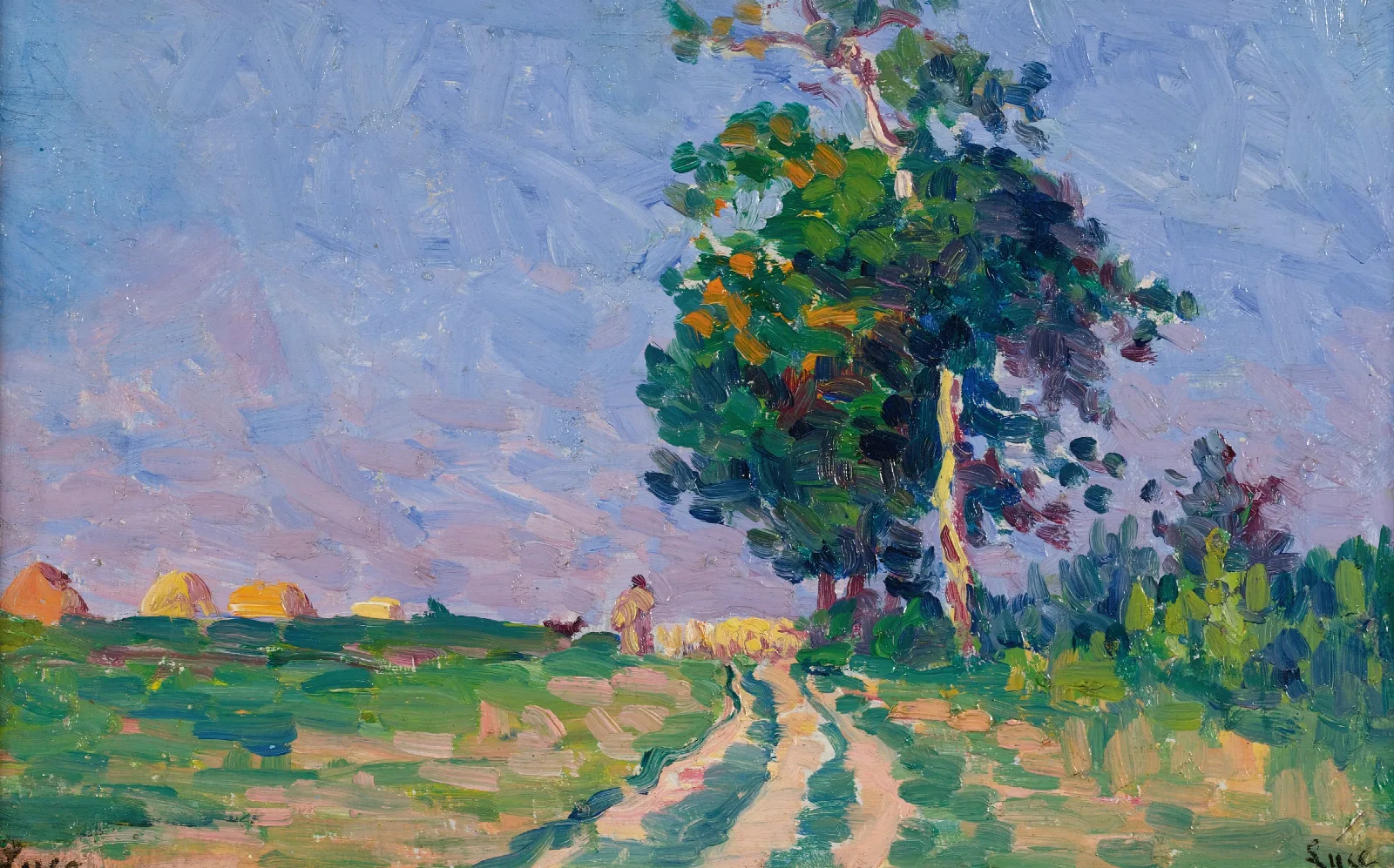 Gardien Et Son Troupeau Sur Le Chemin Aux Environs De Moulineaux Wall Art by Maximilien Luce - Canvas Print