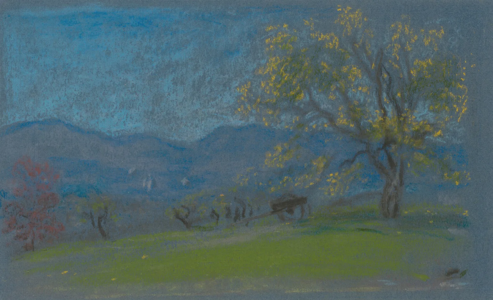 Landscape With Yellow Tree Wall Art by Arthur Bowen Davies - Canvas Print