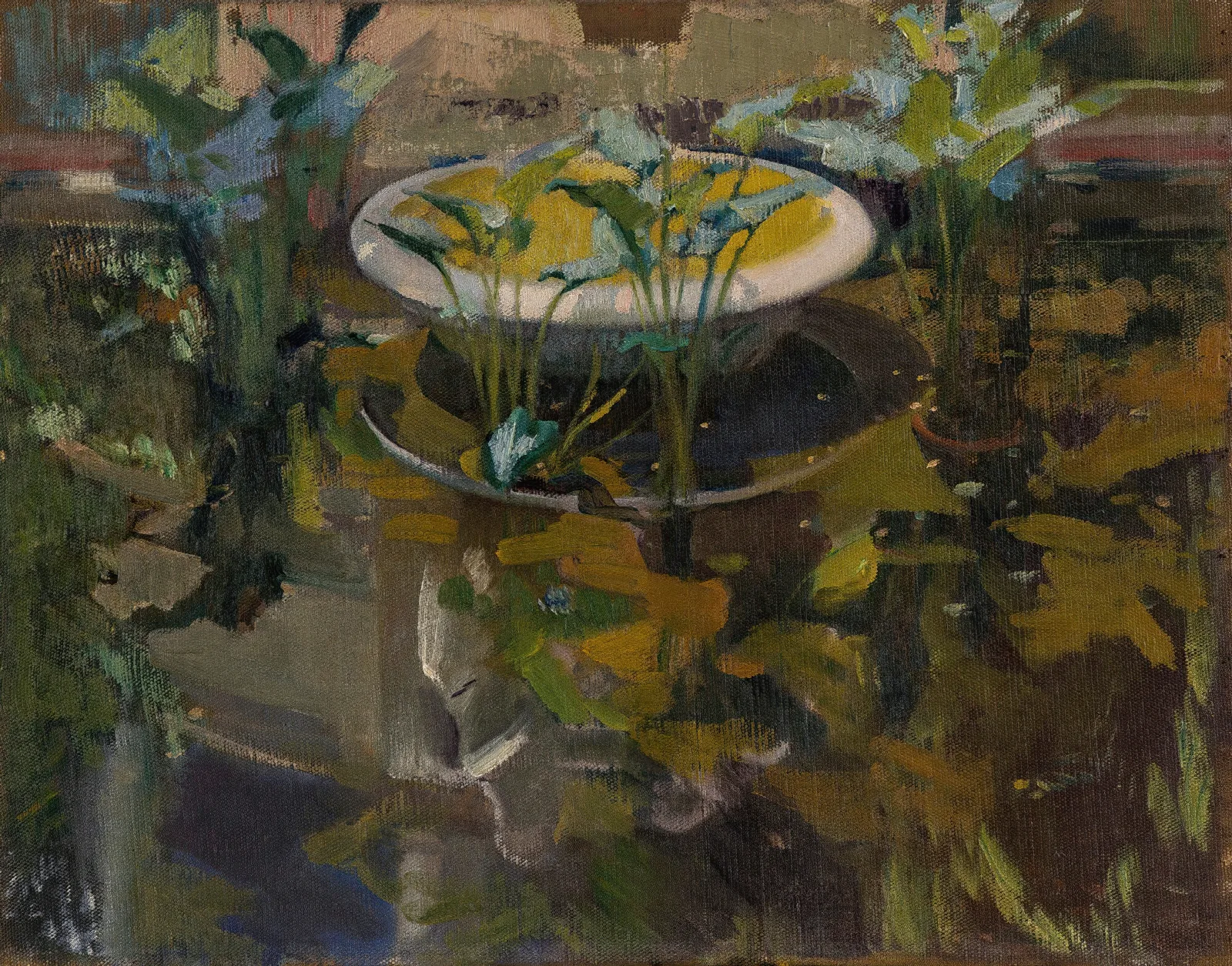 Jardin De La Casa Sorolla Reflejo En Fuente De Las Confidencias Garden At The Artists House Reflections In The Fountain Of Confidences Wall Art by Joaquín Sorolla - Canvas Print