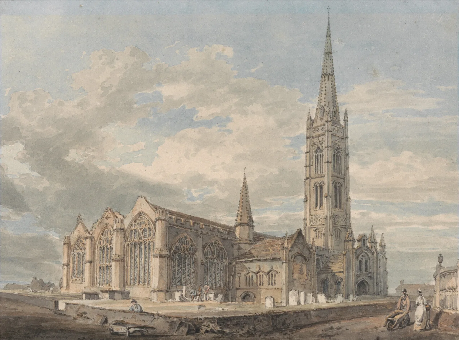 North East View Of Grantham Church Lincolnshire Wall Art by Joseph Mallord William Turner - Canvas Print