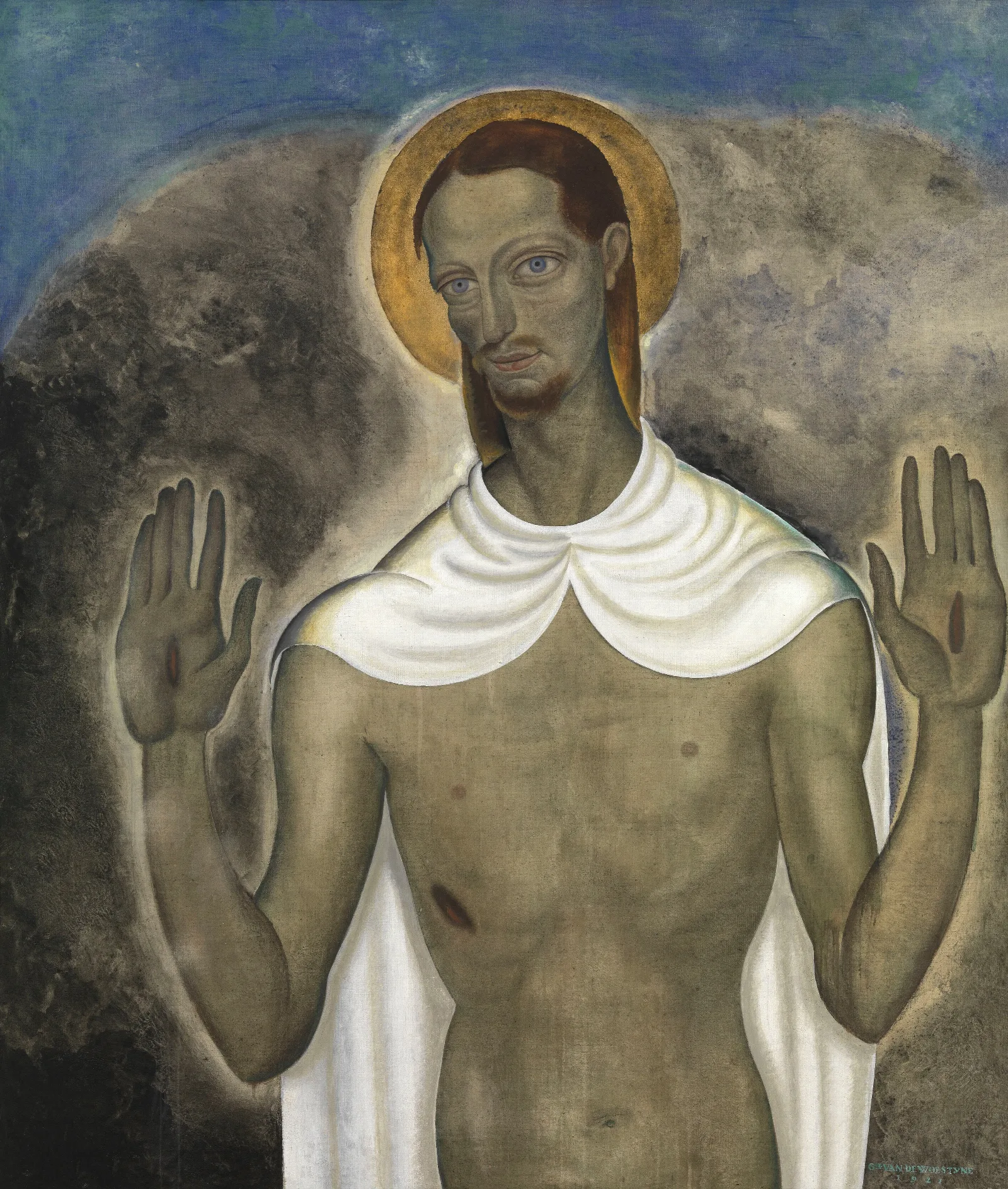 Christ Showing His Wounds Wall Art by Gustave Van de Woestijne - Canvas Print