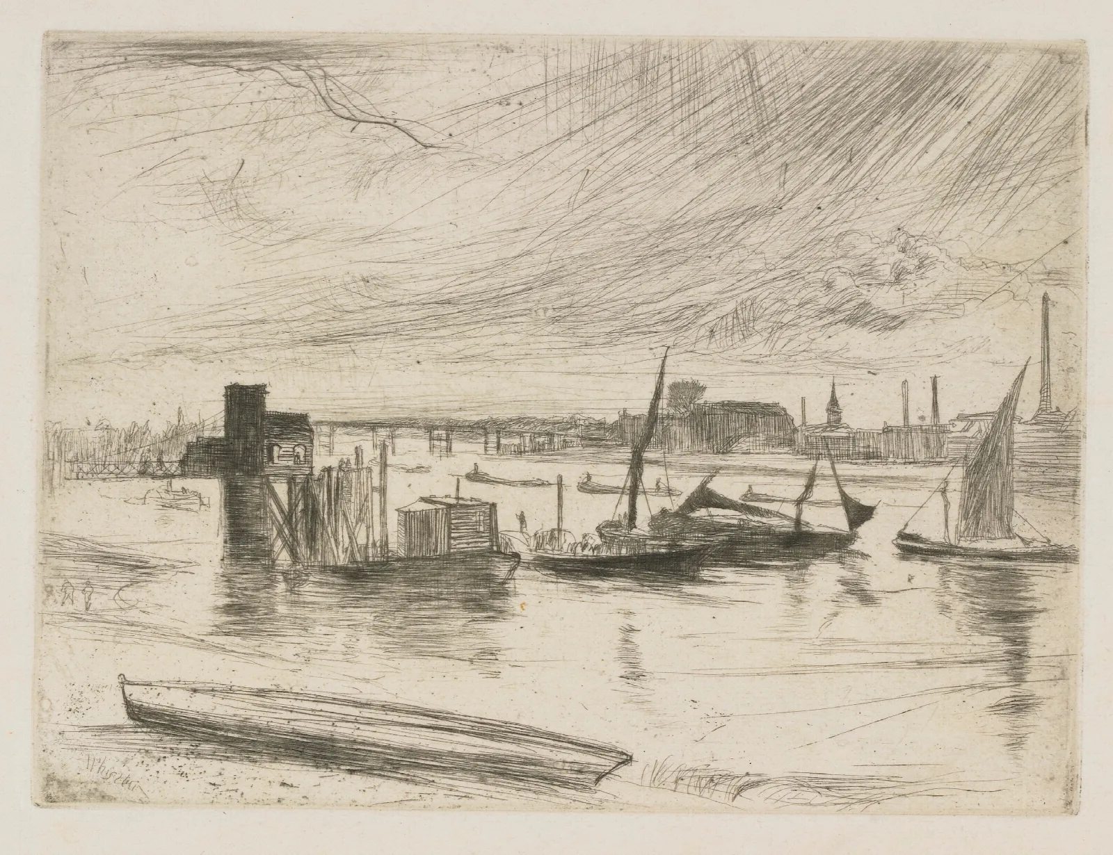 Battersea Dawn Cadogan Pier Wall Art by James Abbott McNeill Whistler - Canvas Print