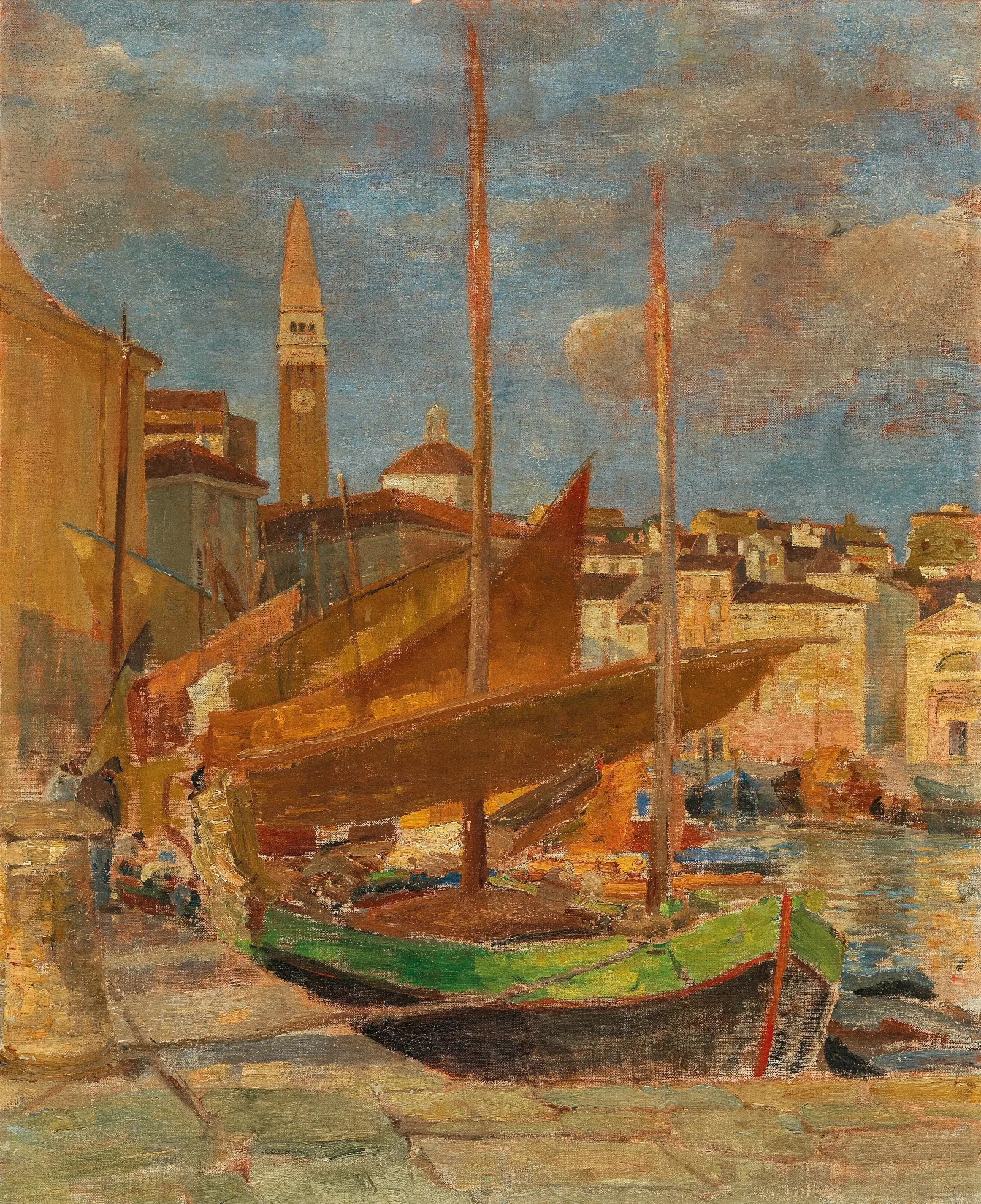 In The Harbour Of Pirano Wall Art by Tina Blau - Canvas Print