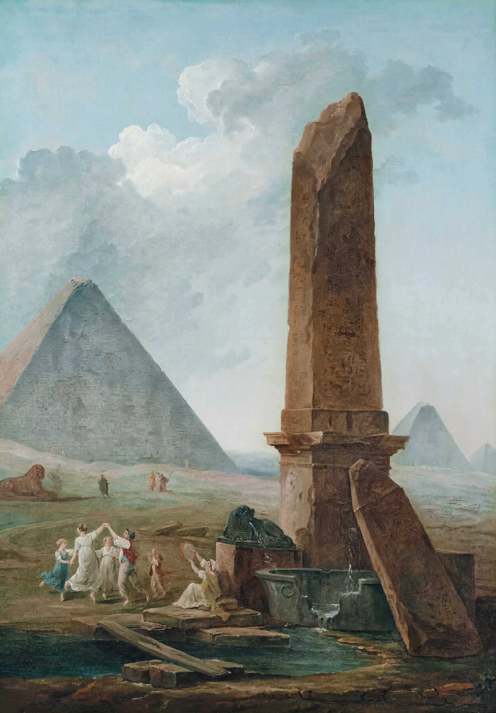 The Farandole Amidst Egyptian Monuments Wall Art by Hubert Robert - Canvas Print