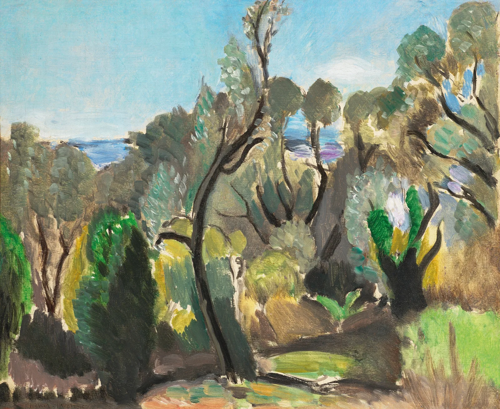 Paysage Aux Environs De Nice Ou Les Oliviers Ou Coin Du Mont Boron Wall Art by Henri Matisse - Canvas Print
