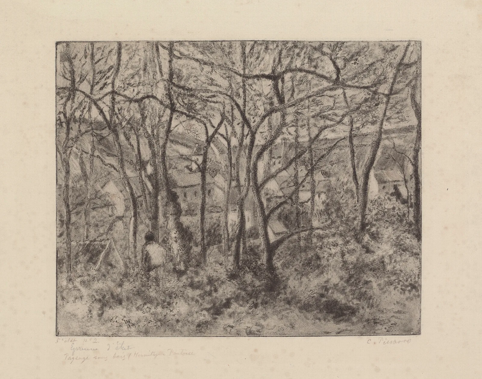Paysage Sous Bois A Lhermitage Pontoise Wall Art by Camille Pissarro - Canvas Print