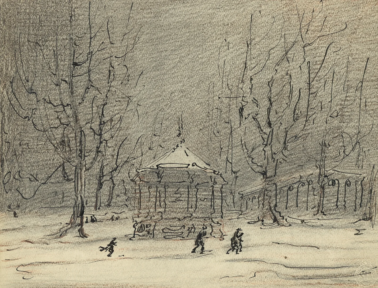 Sneeuwlandschap Met Kiosk Wall Art by Alfred Ost - Canvas Print