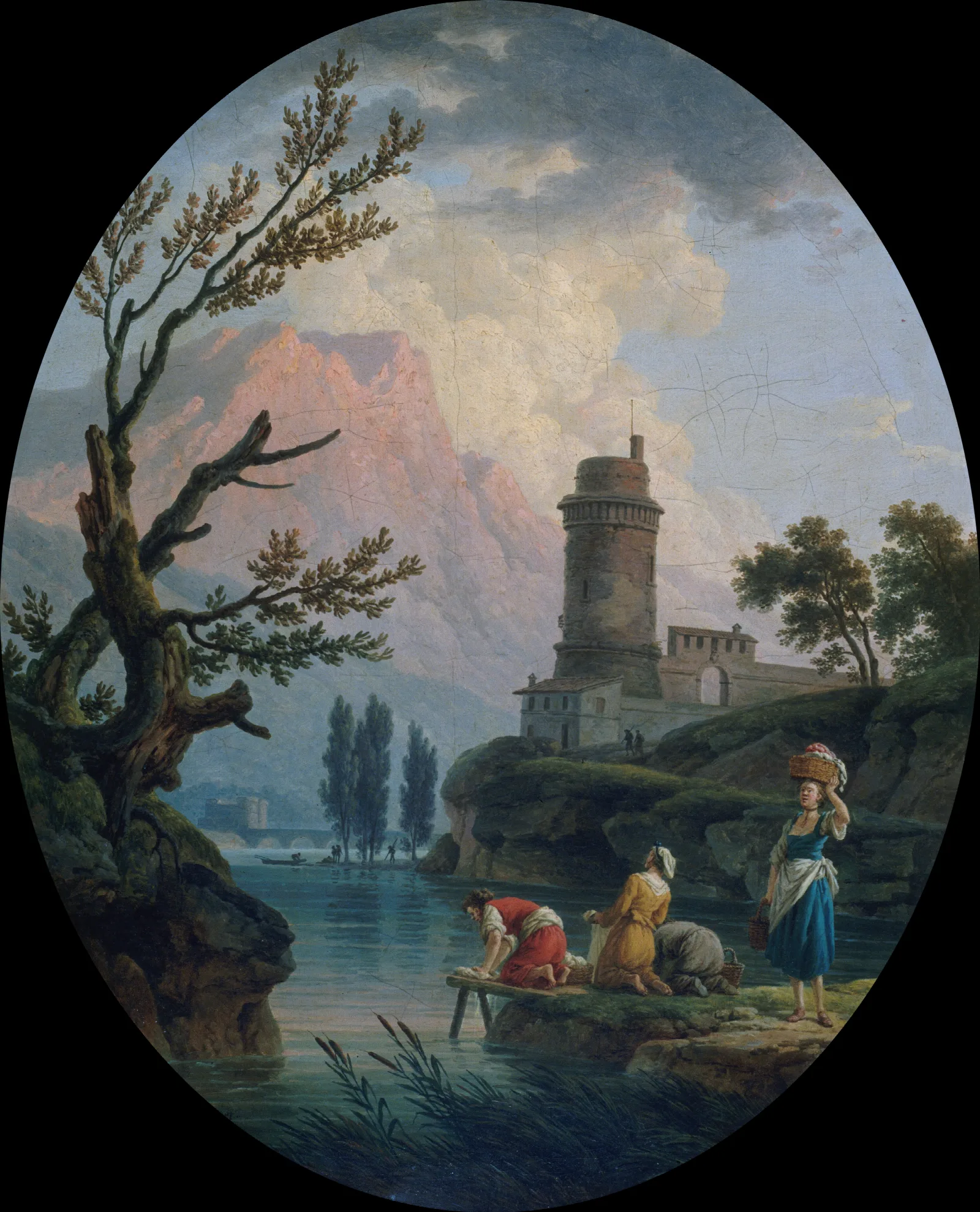 Paysage Avec Lavandieres Wall Art by Claude-Joseph Vernet - Canvas Print