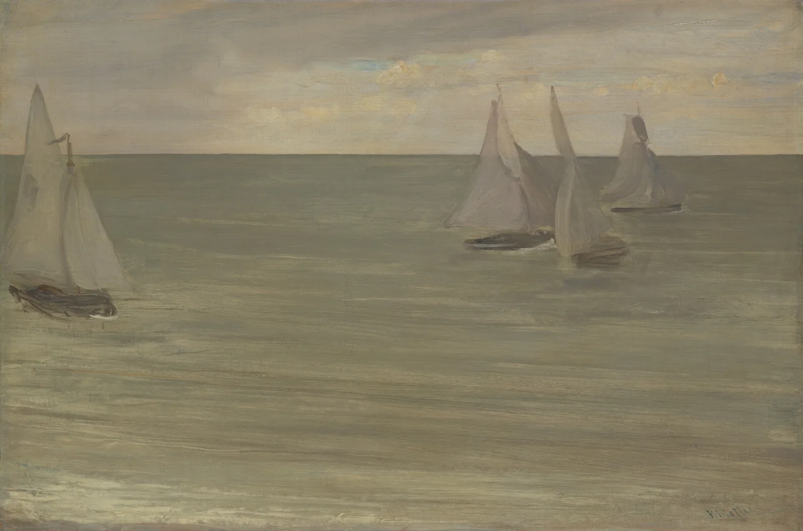 Trouville Grey And Green The Silver Sea Wall Art by James Abbott McNeill Whistler - Canvas Print