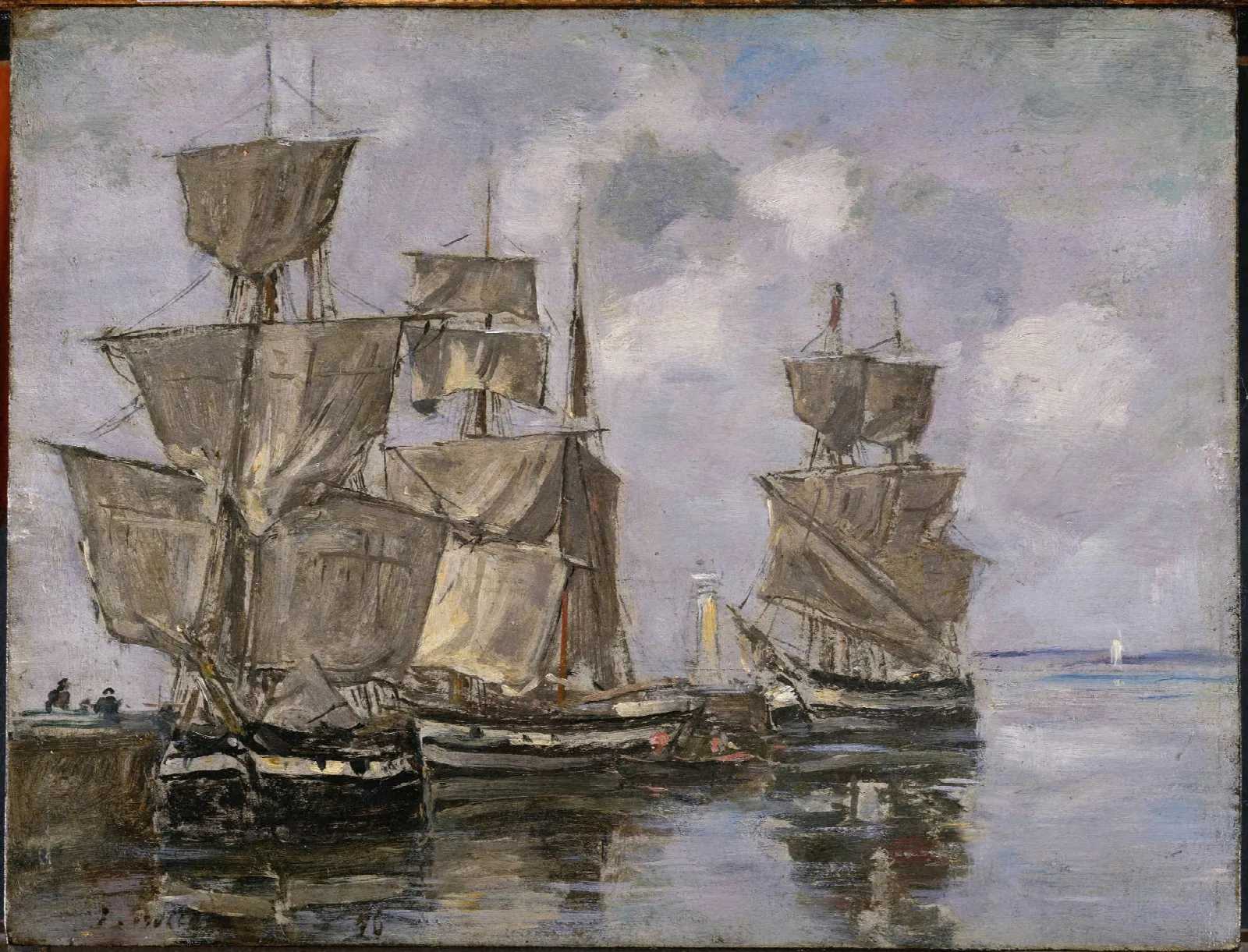 Navires Dans Le Port A Honfleur Wall Art by Eugène Boudin - Canvas Print
